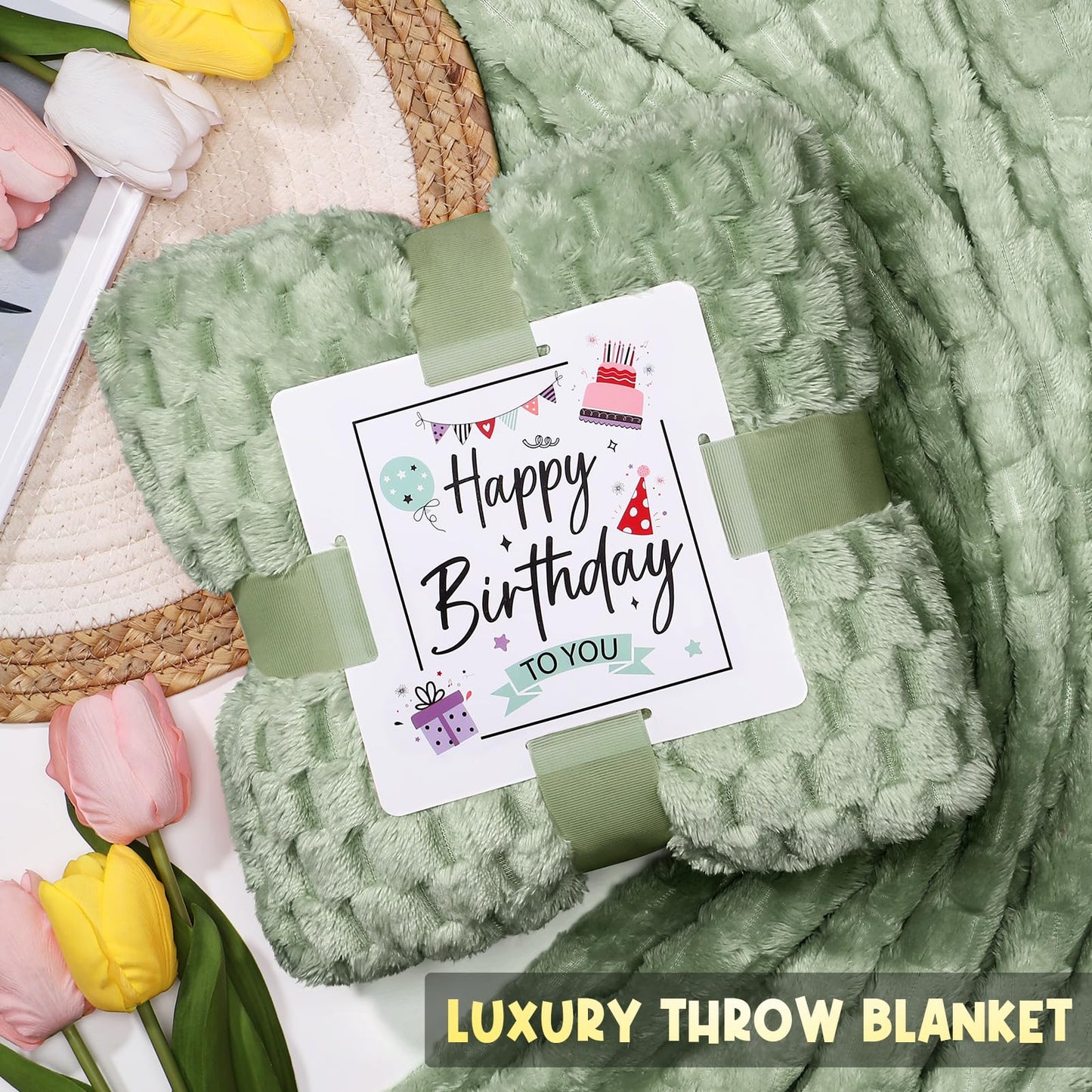 Birthday Gifts for Women Friendship, Unique Happy Birthday Gifts Basket for Mom Her Best Friend Sister Wife Girlfriend Coworker, Luxury Self Care Box Vanilla Coconut Relaxing Spa Gifts Set w/Blanket