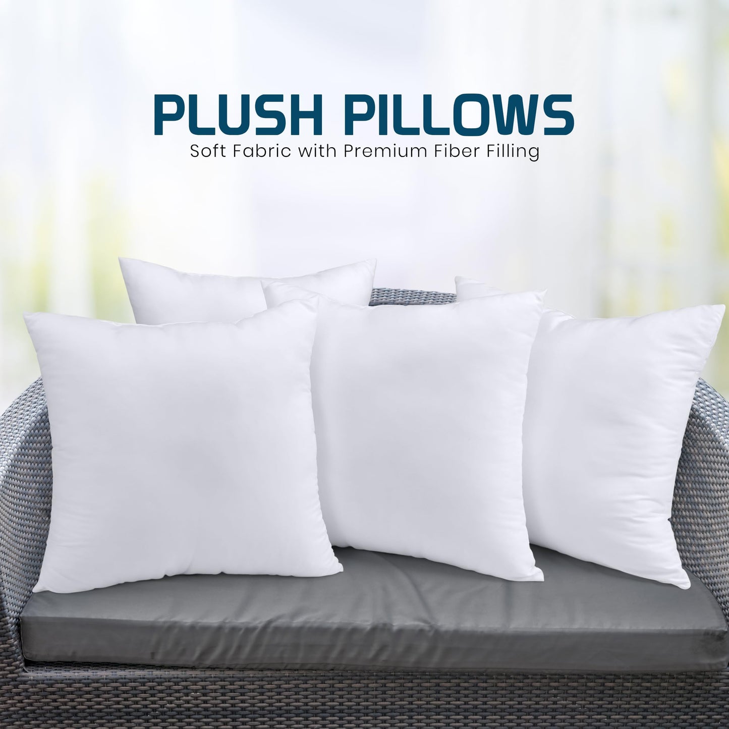 Utopia Bedding Throw Pillows (Set of 4, White) – 22 x 22 Inches Down Alternative Pillows for Bed, Sofa, and Couch - Fluffy Decorative Stuffer Pillow for Indoors & Outdoors