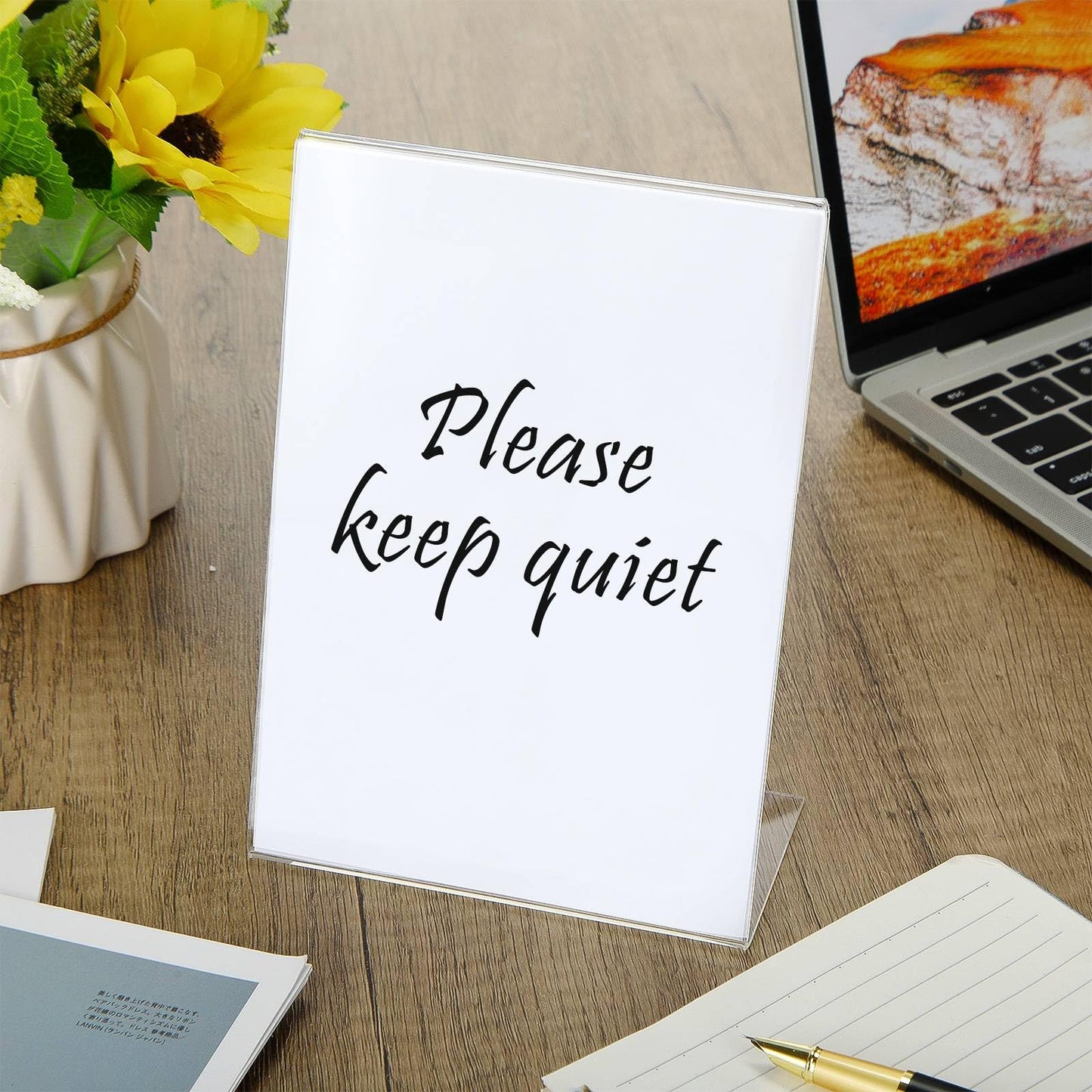 Vicenpal 40 Pcs 5 x 7 Inch Acrylic Sign Holder Acrylic Picture Frames Plastic Picture Flyer Holder l Shaped Photo Frames Self Standing Desktop Table Signs for Office, Store, Restaurant, Vertical