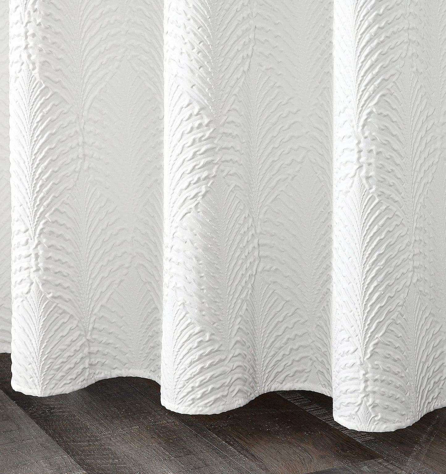 Gibelle White Shower Curtain for Bathroom, 3D Embossed Textured Fabric Curtain, Modern Farmhouse Chic Soft Cloth Set with Hooks, 72x72