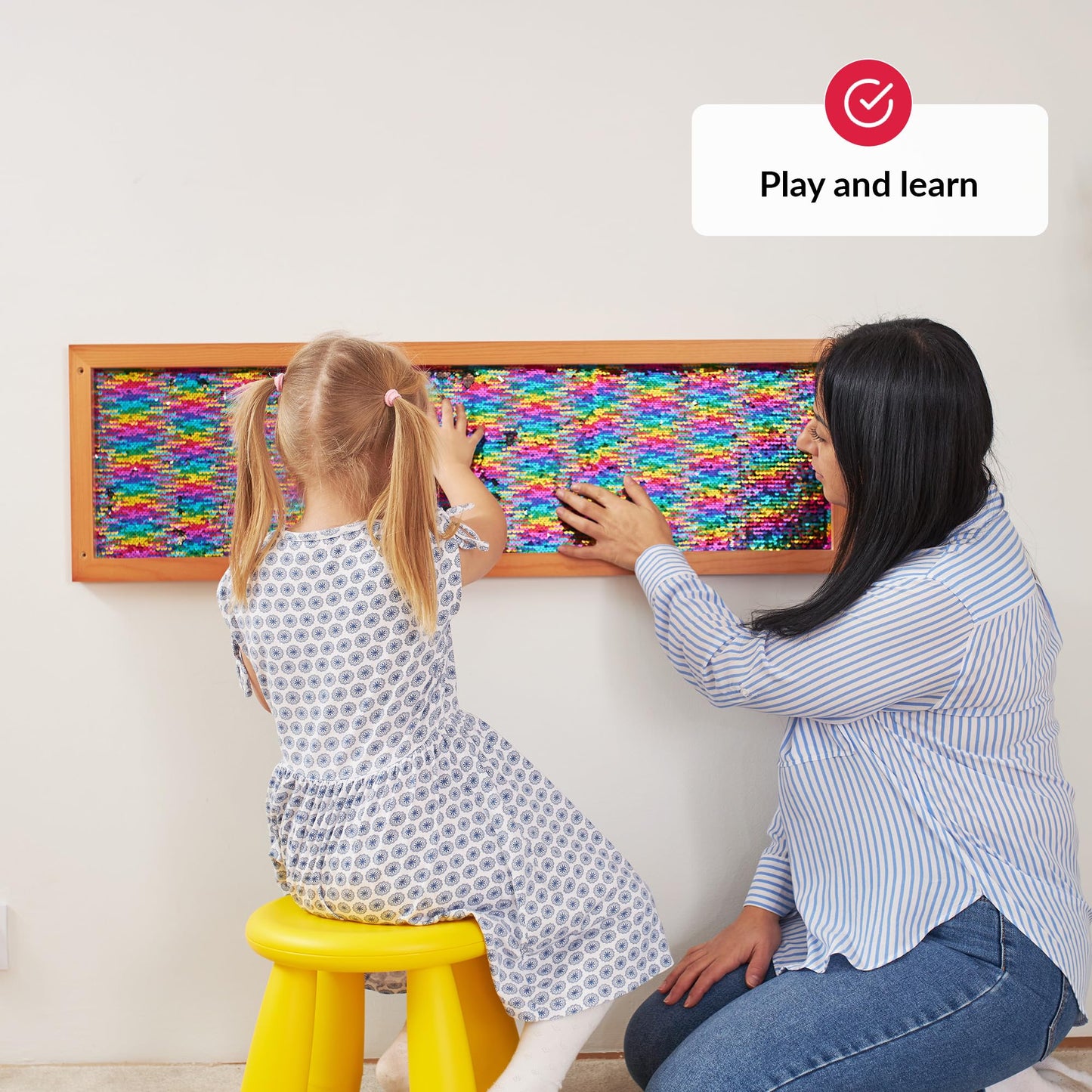 ODOXIA Sequins Sensory Wall Frame | Reversible Sequins Board for Kids | Fabric Flip Sequin | Sensory Wall and Room Board