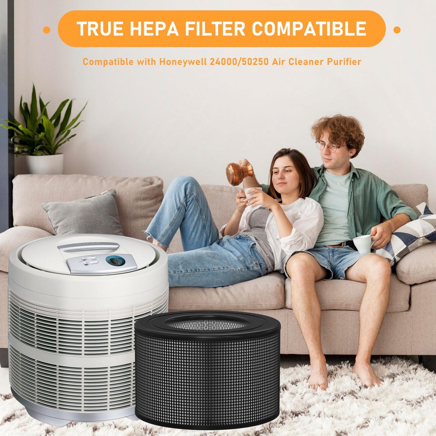 10500 True HEPA Filter Replacement Kit Compatible with Honey-well 10500 (EV-10) 17000 17000-S 17005 Air Cleaner Purifiers, Part Number 20500 (1 HEPA + 2 Carbon Pre-Filter)