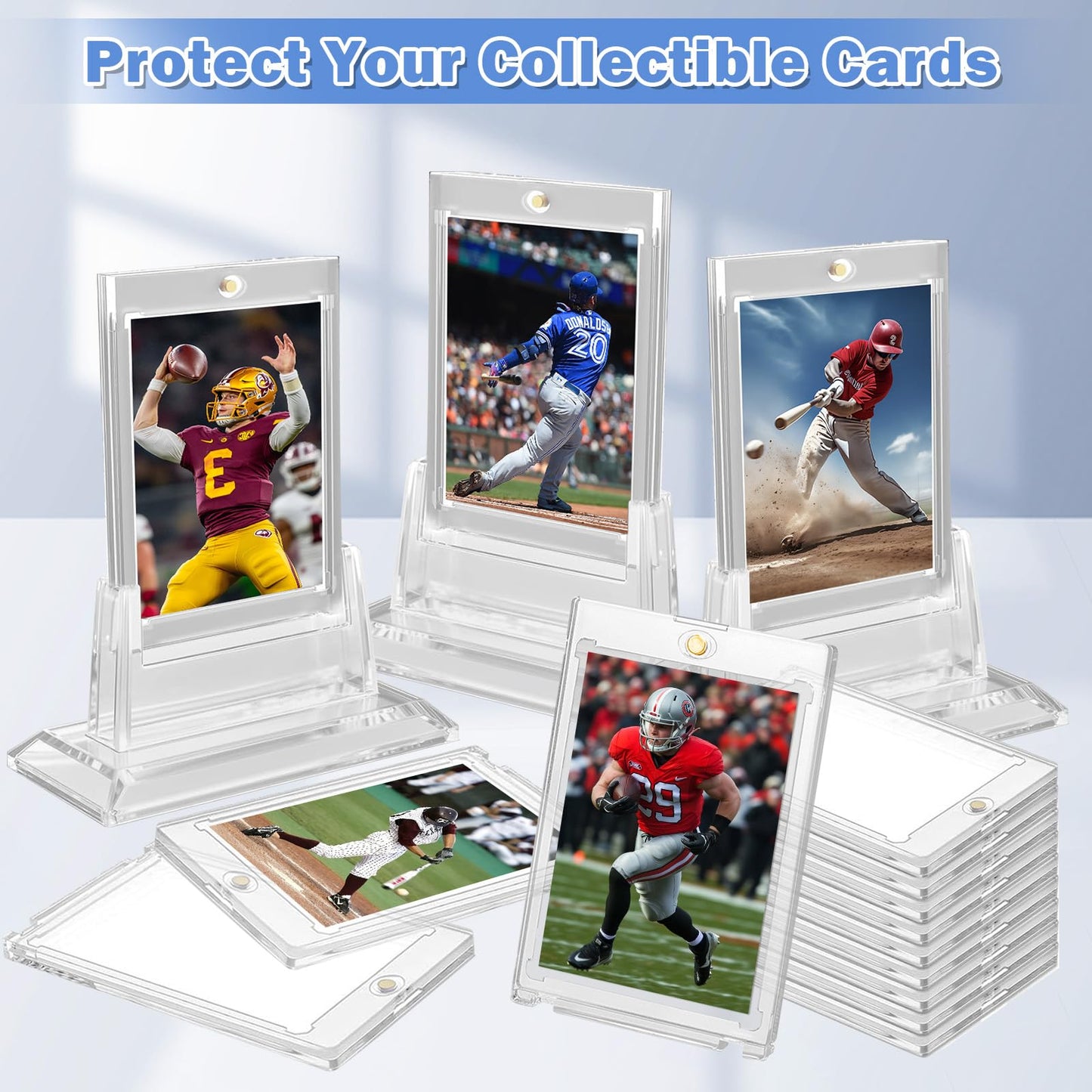 100PT Magnetic Card Holders for Trading Cards, 36ct One Card Touch Holder Baseball Card Thick Protectors Hard Plastic Magnetic Card Case Sports Football Basketball Top Loads for Cards Sleeves