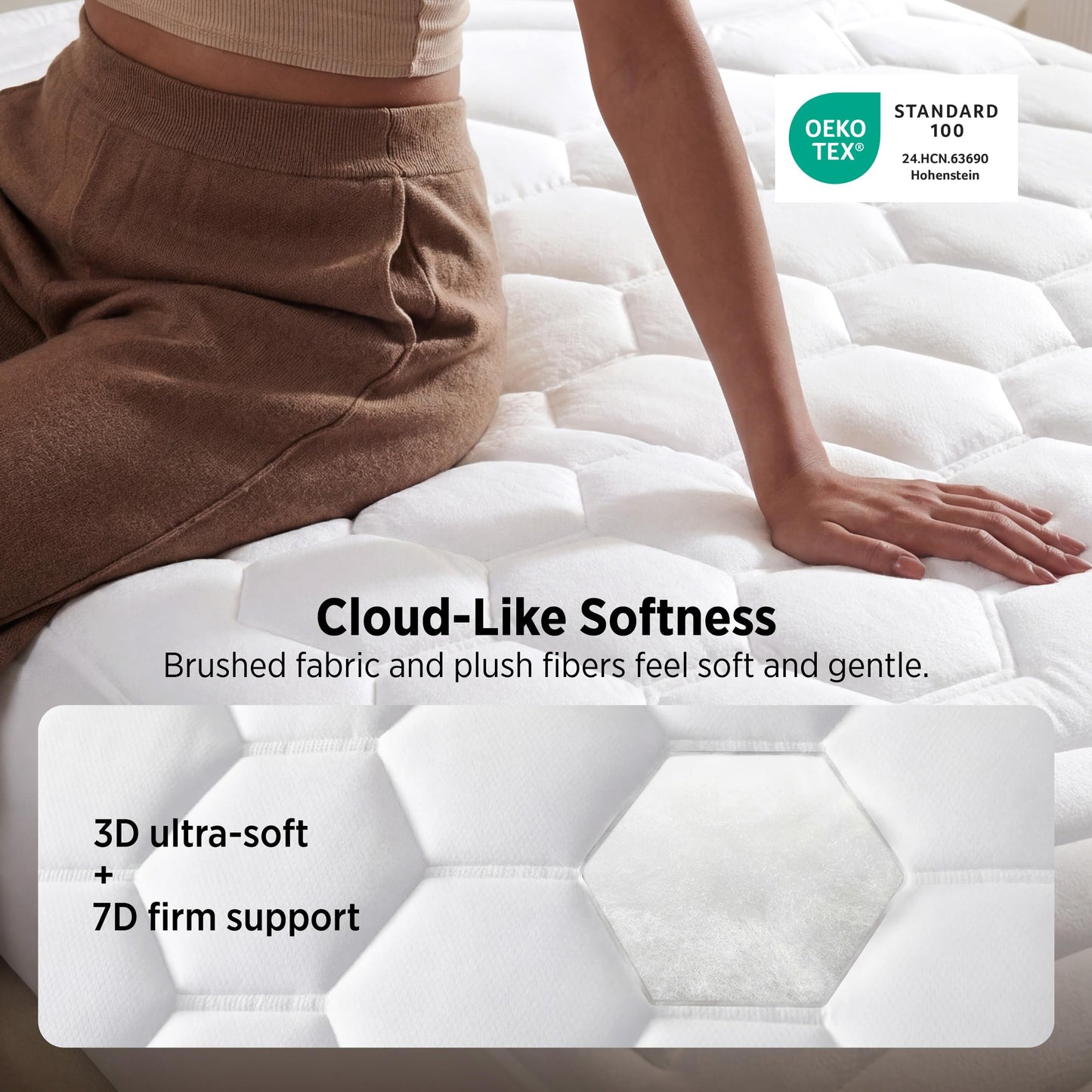 Bedsure King Mattress Pad - Quilted Fitted Mattress Topper Protector with 8-21 Inches Deep Pocket, Noiseless Breathable Bed Cover Padded, Machine Washable, White, 78x80 Inches