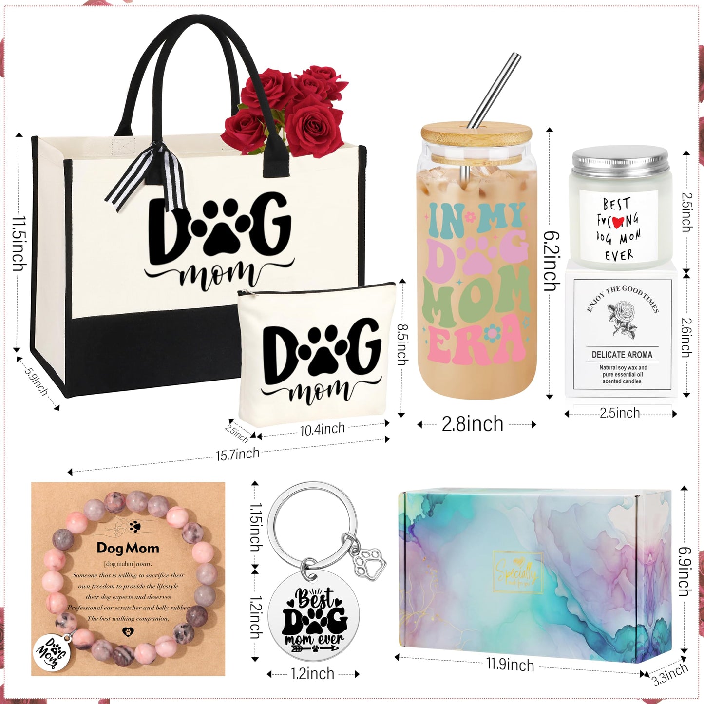 JoycuFF Dog Mom Gifts for Women, Gifts for Dog Lovers, Mothers Day Birthday Gift for Dogs Mom Women Personalized Dogs Lover Gift Set