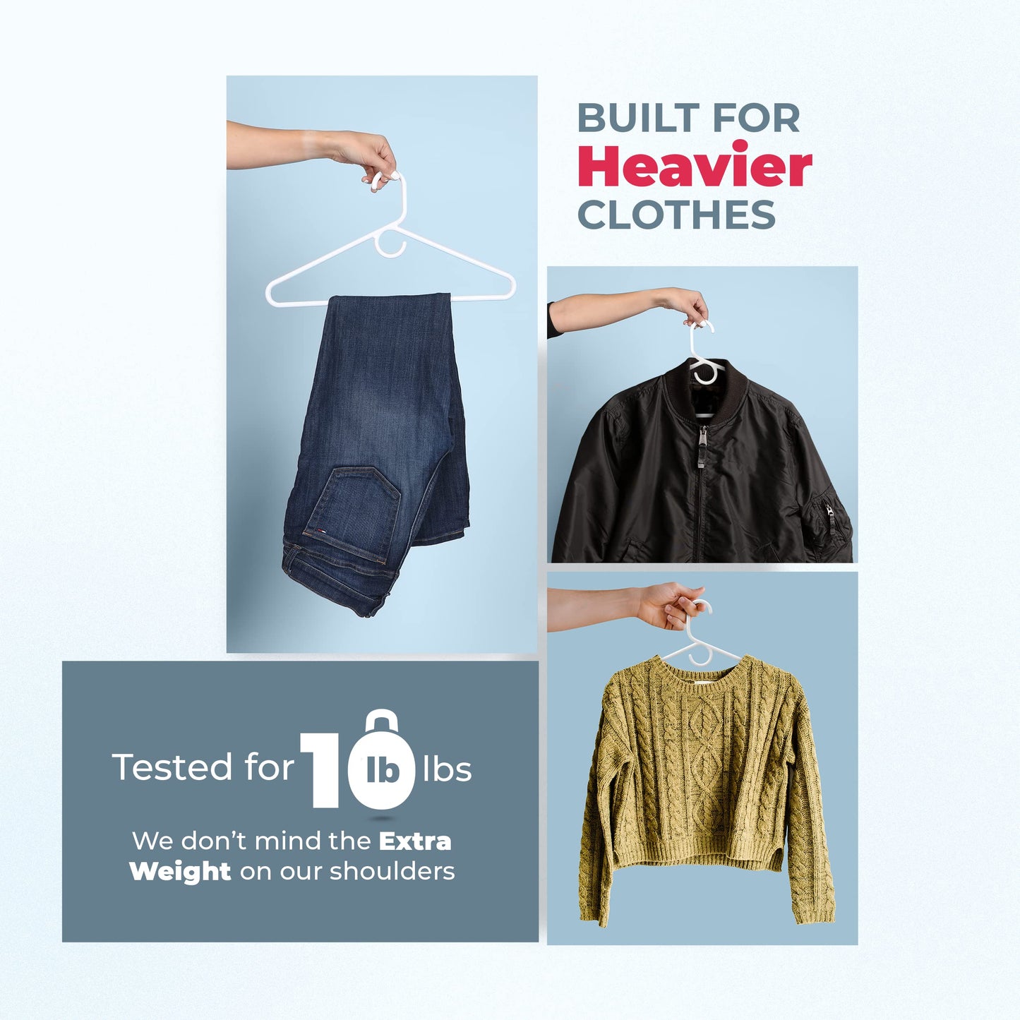Neaties Heavy Duty Clothes Hangers 36 Pack – Made in The USA – 8lb Capacity Plastic Hangers for Adult Clothing – Durable for Pants, Coats, Jackets, or Jeans – White
