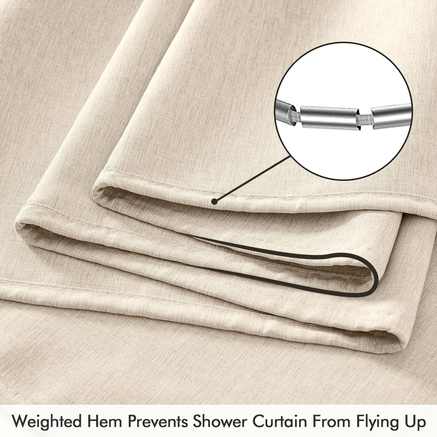 ANRODUO Extra Long Shower Curtain, 108 Inch Long Heavy Duty Boho Farmhouse Fabric Shower Curtain Set with 12 Metal Hooks, Waterproof Decor Machine Washable for Bathroom Bathtub, 72 x 108, Cream