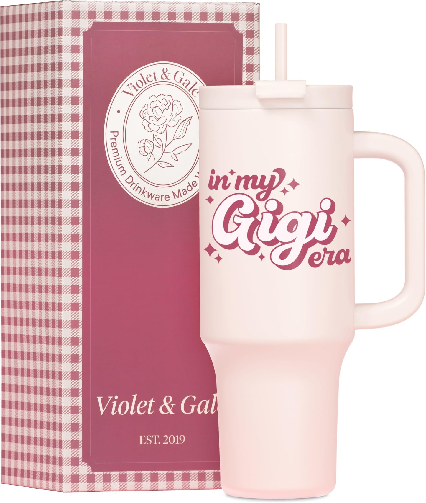 Violet & Gale Gigi Gifts For Grandma - Retro Collection - 40oz Insulated Tumbler with Handle, Gigis Water Bottle for Mothers Day, In My Era Cup