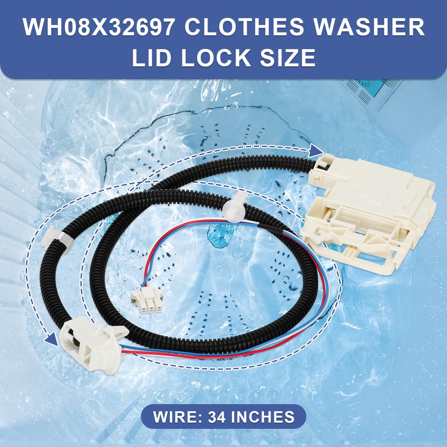 290D3070P002 WH08X32697 Lid Lock Switch Assembly Compatible with Parts of GE HotPoint Washing Machine, GTW220ACK1WW GTW220ACK2WW GTW220ACK3WW GTW220ACK4WW GTW220ACK5WW GTW330ASK0WW GTW330ASK1WW