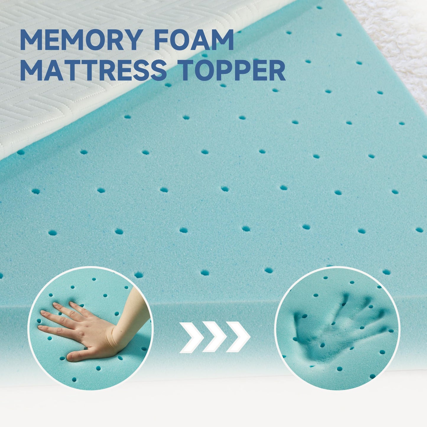 Eiayeebil 2 Inch Memory Foam Mattress Topper Twin, Memory Foam Pad with Removable & Washable Cover, Bed Topper for Back Pain, Non-Slip Ventilated Design, Twin Size