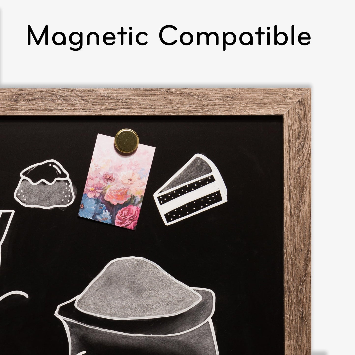 U Brands Magnetic Chalkboard, 24" x 36", Rustic Wood Frame, Premium Matte Surface