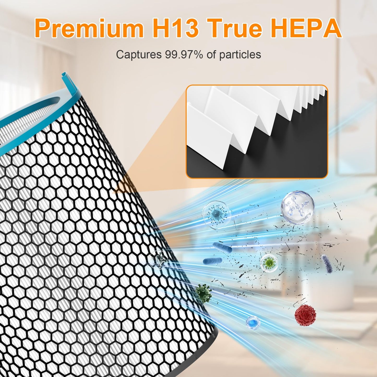 SP01-A Filter Replacement Compatible with Dy-son HushJet Purifier Compact, Quiet 360° 2-in-1 H13 True HE-PA & Activated Carbon Air Filter for Home Living Room, 1 Pack