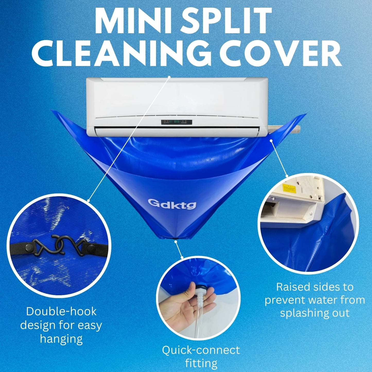 Gdktg Mini Split Cleaning Kit Bag, Waterproof Ac Cleaning Kit with 2L Pressure Sprayer, Reusable Air Conditioner Cleaning Kit, Minisplit Cleaning Kit for HVAC, Large (for Systems 38in - 48in)