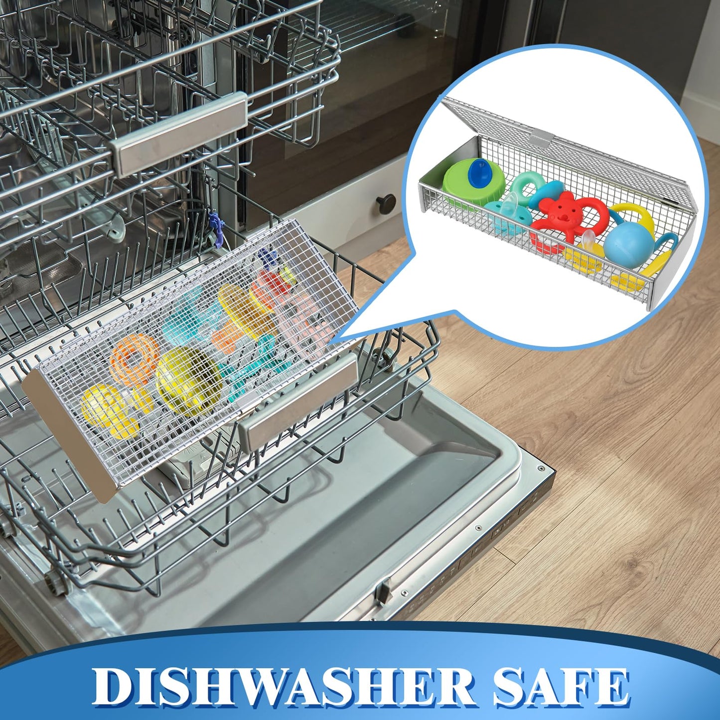 Dishwasher Basket for Small Items, 304 Stainless Steel Dishwasher Basket, Bottle Parts, Scoops, Forks, Chopsticks Cleaning (2 PCS)