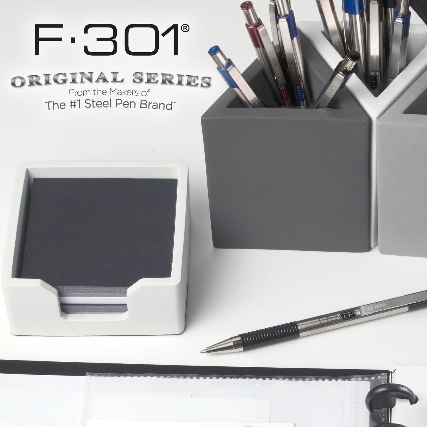 Zebra Pen F-301 Ballpoint Black Ink Fine Point 0.7mm Pen, Easy-Glide Ink, Stainless Steel Retractable, Non-Slip Grip, Professional Design, Ideal for Office, Journal and Planner Use, 18-Pack (27118)