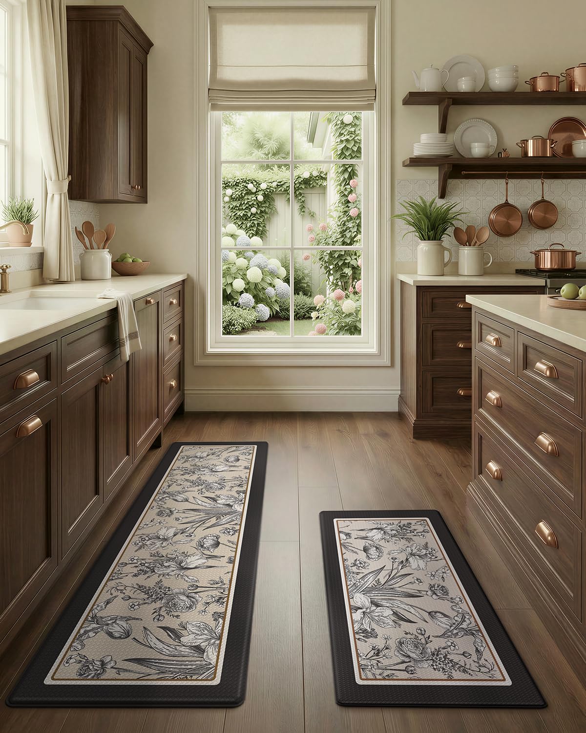 LUMI Anti-Fatigue Kitchen Floor Mats Set of 2,Cushioned Comfort Standing Rug Waterproof 2PCS, Non-Slip Ergonomic Foam Runner for Sink, Laundry, Office & Home,17x29+17x59,