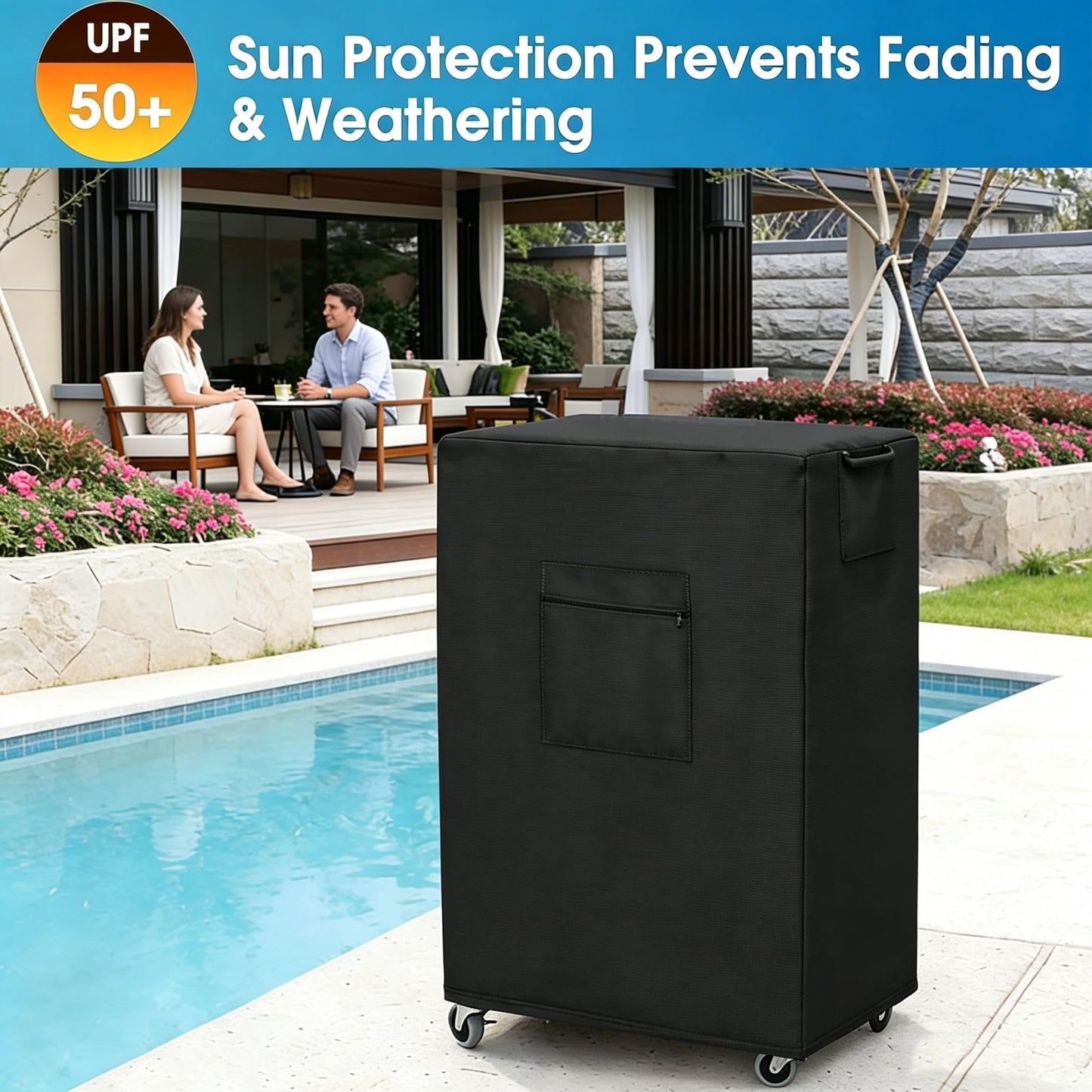 Evaporative Cooler Cover for Hessaire MC61M / MC61V 5300 CFM Portable Evaporative Cooler, 600D Waterproof Outdoor Portable Swamp Cooler Cover for Hessaire Outdoor Air Conditioner - 29" X 18" X 45"