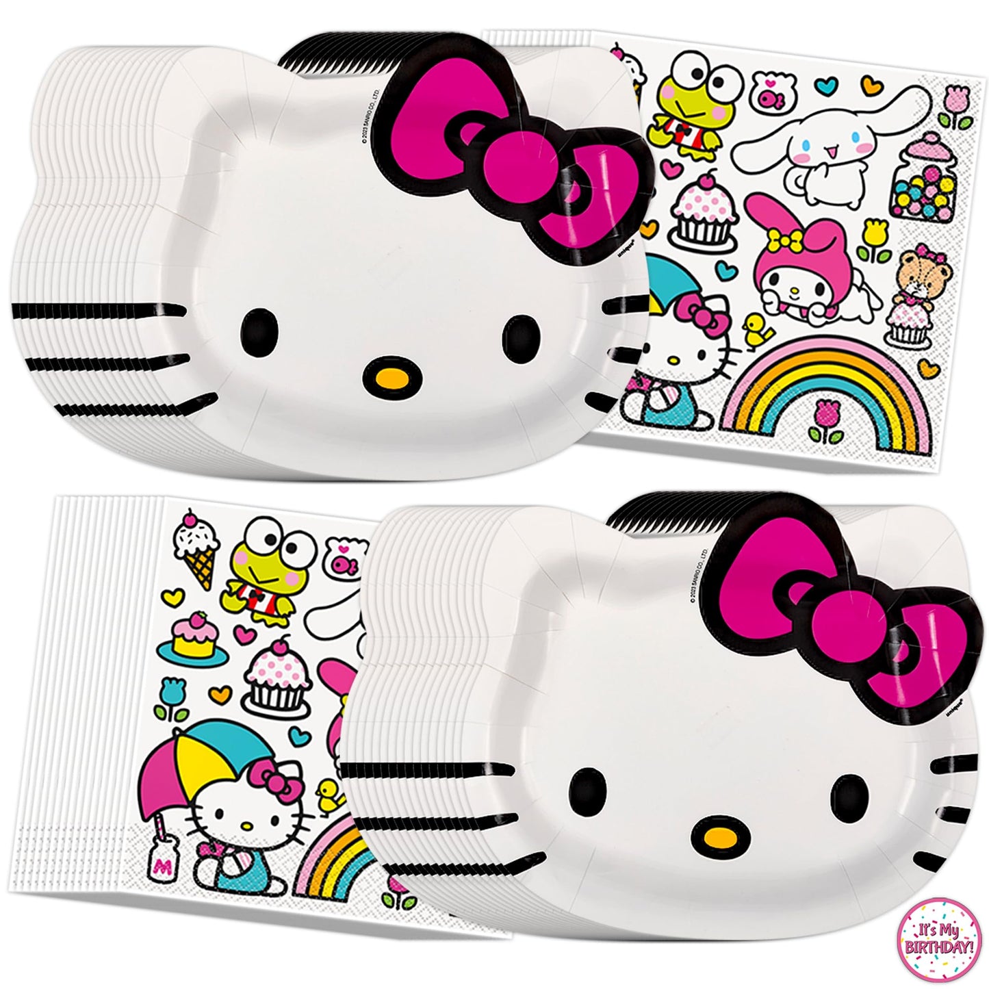 Hello Kitty Birthday Decorations & Party Supplies | Serves 32 | Hello Kitty Plates and Napkins, Sticker | Officially Licensed