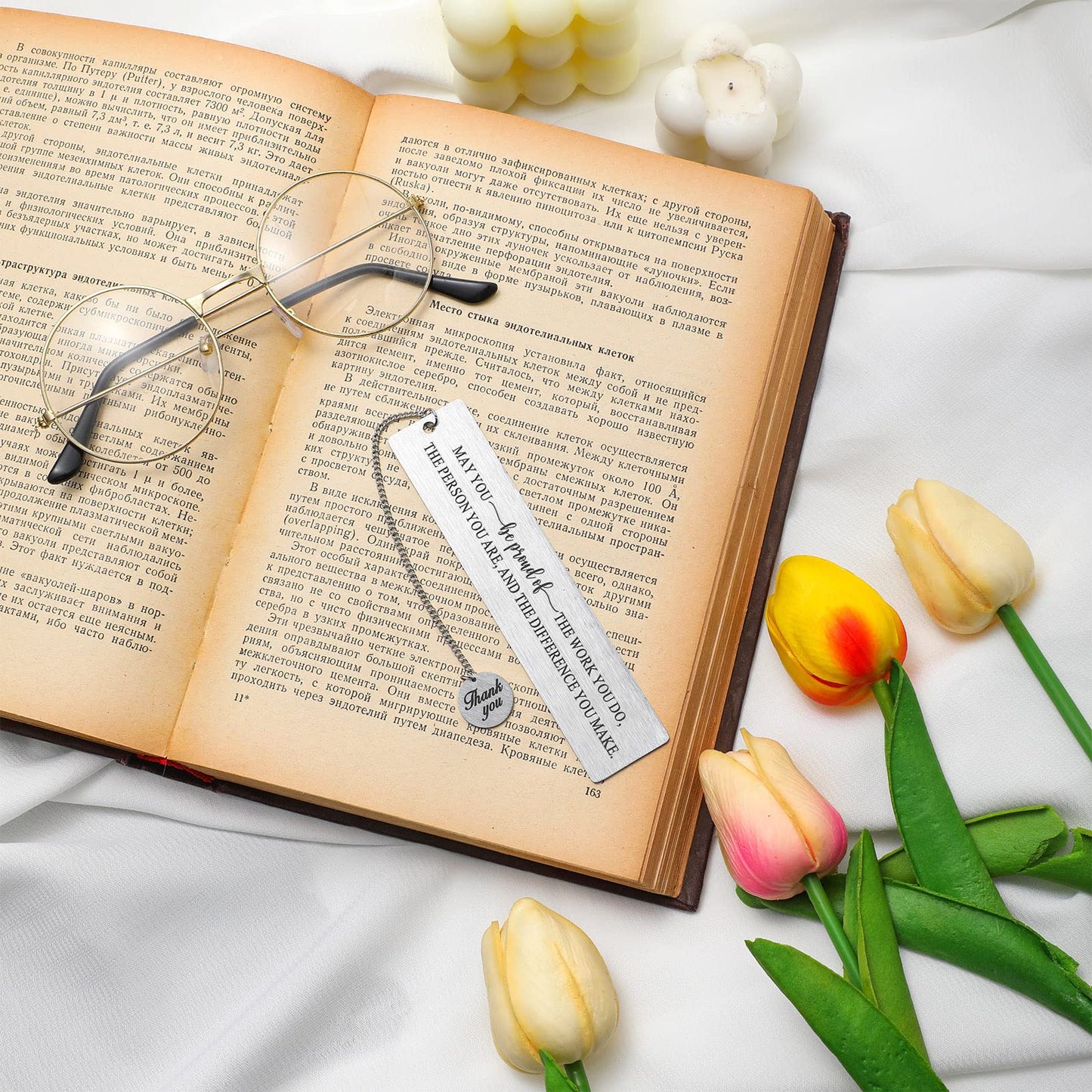 Geosar 108 Pcs Employee Appreciation Gift Teacher Bookmarks Include 36 May You Be Proud Bookmarks 36 Thank You Cards 36 Gift Bags Set for Teacher Secretary CNA Nurse Coworker Librarian Volunteers