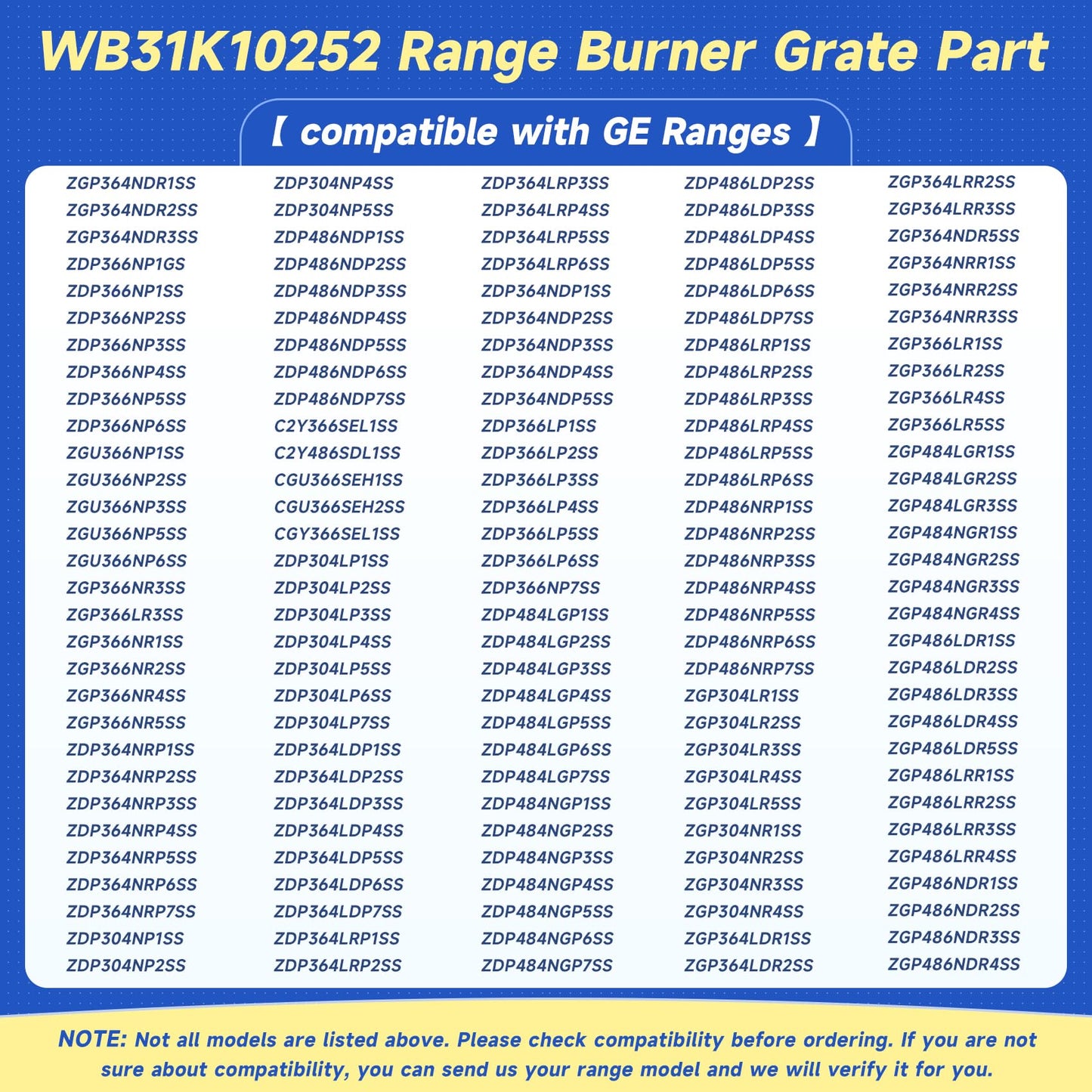 WB31K10252 Range Burner Grate Compatible with GE Range Grate Replacement ZDP366NP1SS ZGP364NDR1SS ZDP364NRP1SS ZDP486NDP1SS ZDP364LDP1SS, Replace WB31K10224 PD00039352 2134475 AP5325819 PS3503825