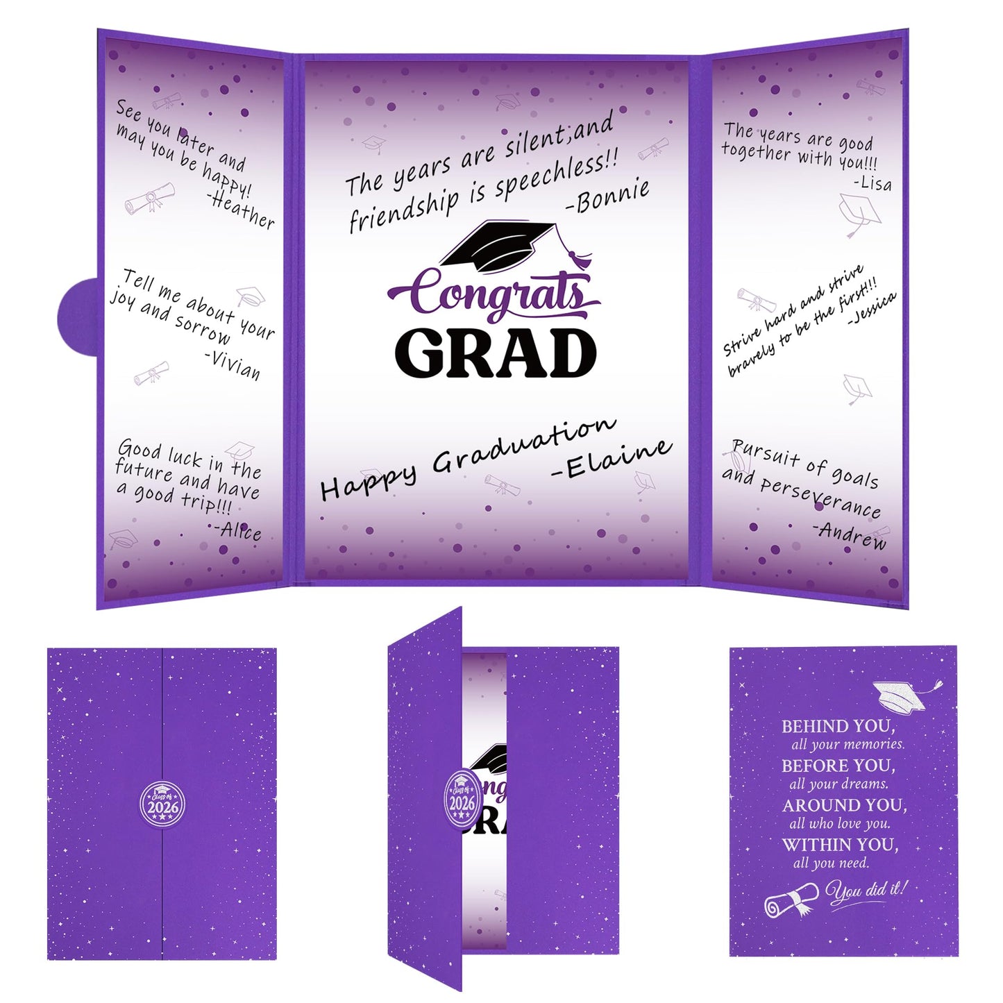 Vlipoeasn Purple 2026 Graduation Party Decorations 2026 College/High School Graduation Decorations Party Supplies, Black and Purple Class of 2026 Congrats Grad Backdrop Banner Signature Book