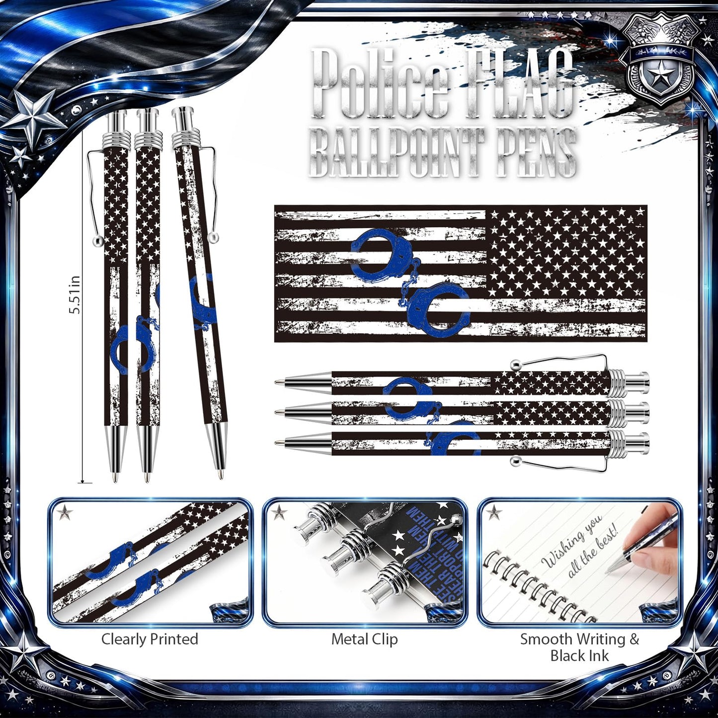 Tinlade 30 Set Police Gifts Bulk Police Academy Graduation Party Favors Notebook and Ballpoint Pen Law Enforcement Appreciation for Graduate Policeman Retirement Correctional Officer Men Sheriff