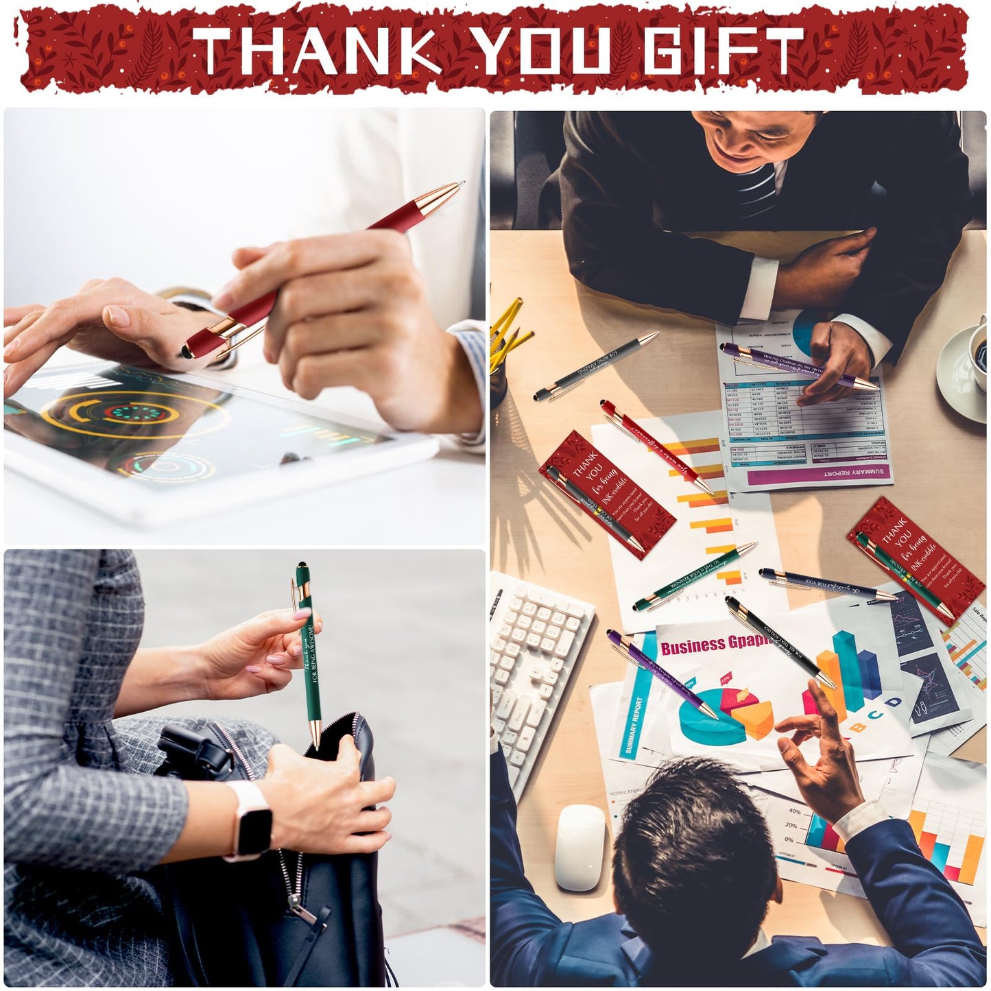 Resurhang 60 Set Cna Week Appreciation Gift Bulk Inspirational Ballpoint Pen with Stylus Tips Card Office Employee Thank You Gift for Team Coworker Teacher Nurse Staff Volunteer Group
