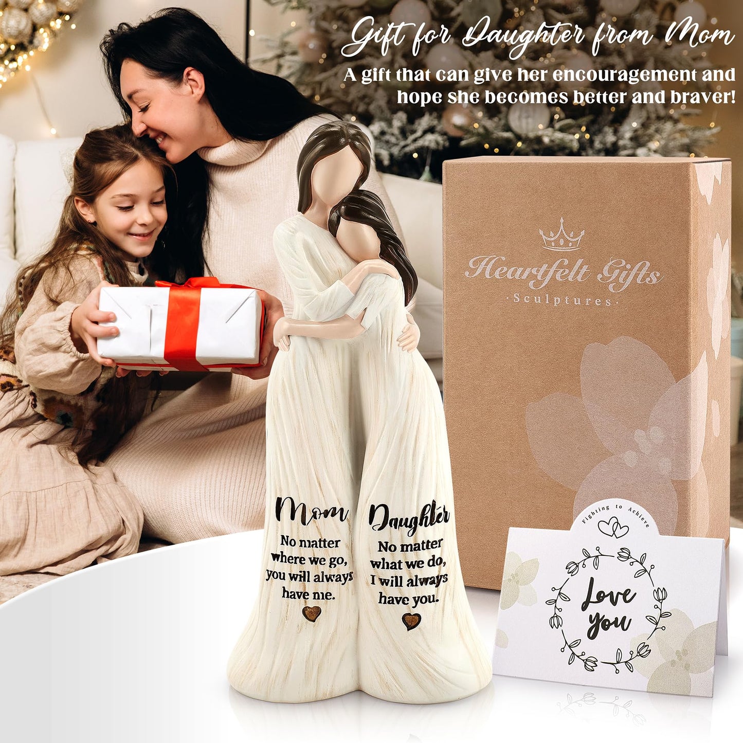 Mom Birthday Gifts from Daughter, Gift for Moms and Daughters, Mom and Daughter Figurines, Mom's Gifts from Daughter, Gift for Mother's Day Birthday, Sculpted Hand-Painted Figurine