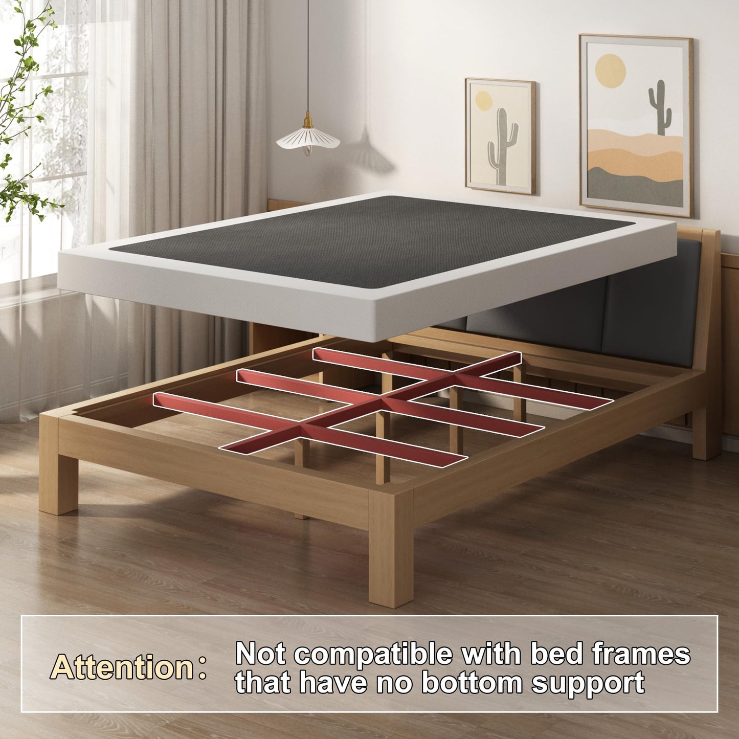 EMODA 5 Inch Twin Box Spring Bed Base, 1500 LBS Heavy Duty Metal Mattress Foundation with Fabric Cover, Easy Assembly