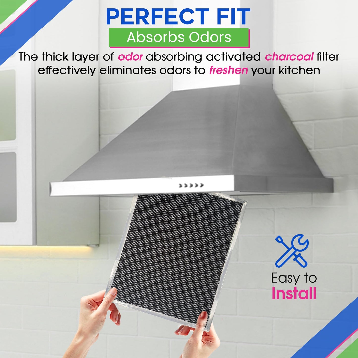 Broan Range Hood Charcoal Filter for 10.81' x 13.31' BPSF30 99010308 - Carbon Ductless Exhaust Hood Filter - Freshens Kitchen Air Over Oven (2-Pack)