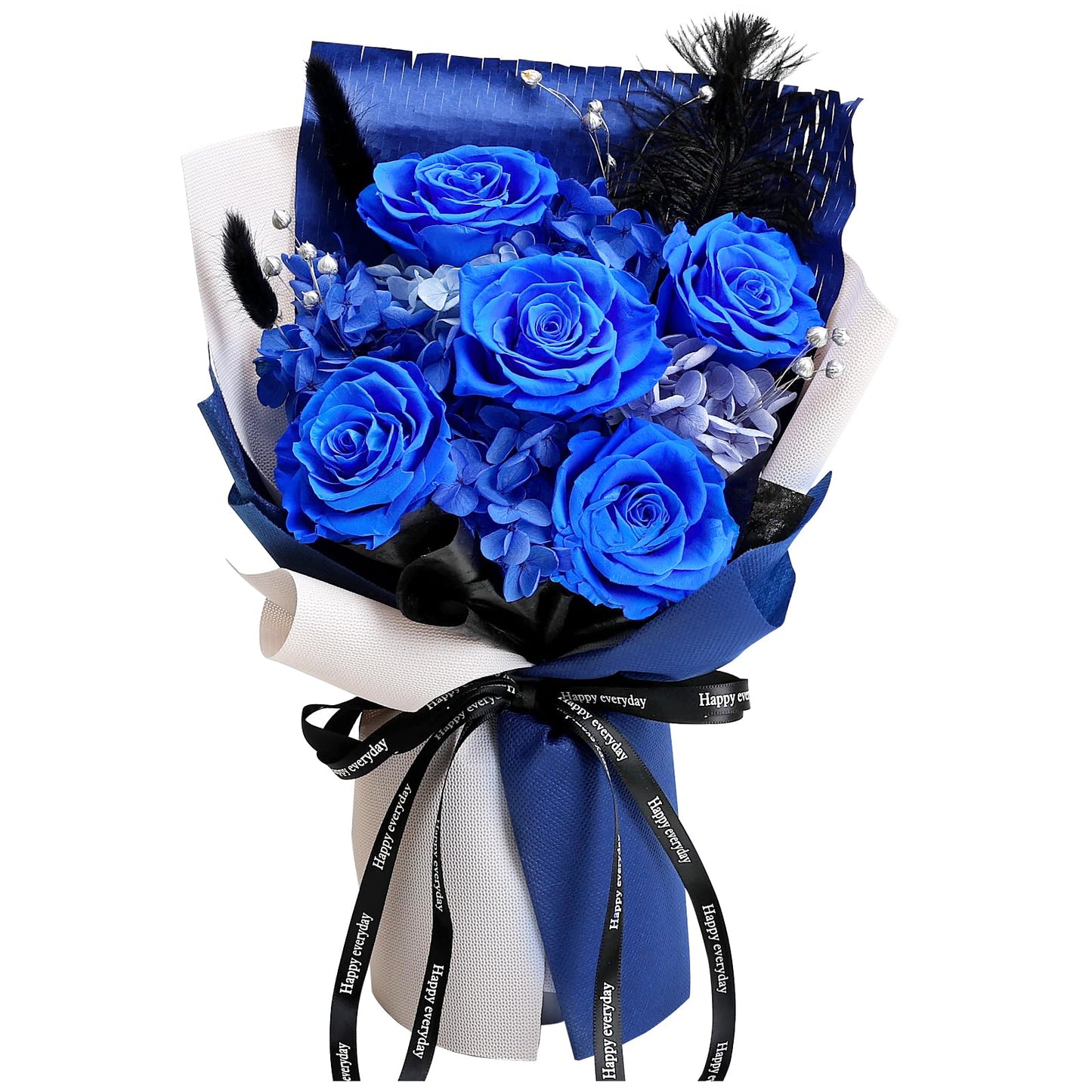 Tobilu Graduation Flowers Bouquet - Father Day Gifts Royal Blue Real Eternal Preserved Roses with Gift Box Card for Women Men Wife Birthday Anniversary Valentine