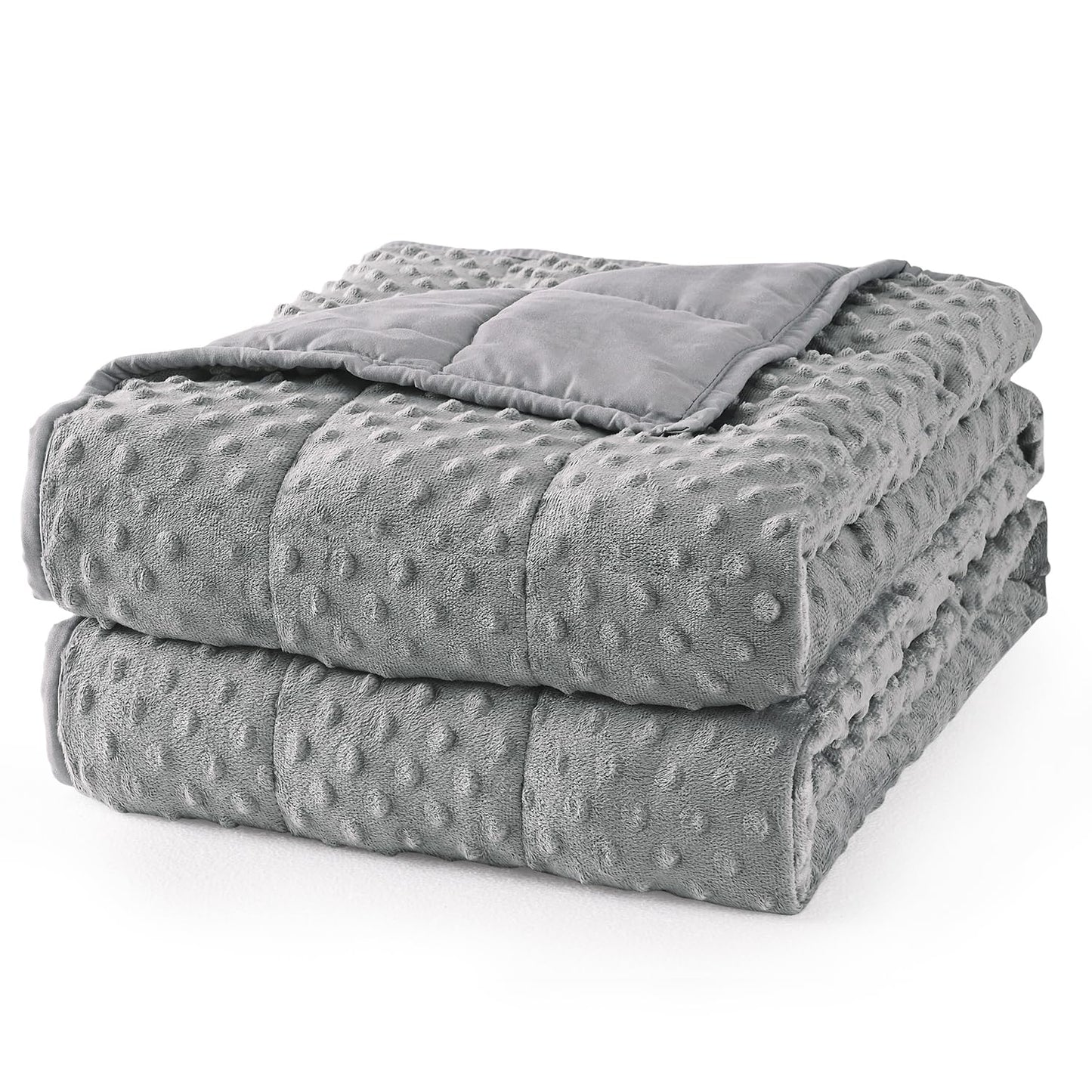 Mr. Sandman Weighted Blanket for Adults, Minky Dots Heavy Blanket for Woman, Man Sleeping and Calm, Soft and Cozy Cooling Weighted Throw Blankets, Machine Washable, 48 x 72in, 15 lbs, Grey
