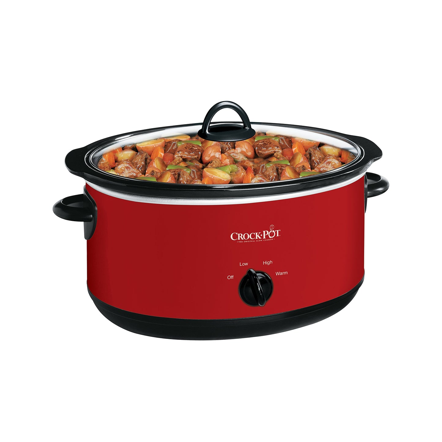 Crock-Pot 8-Quart Manual Slow Cooker, XL Family Size Serves 10+ People, Removable Stoneware with Warming Setting, Dishwasher Safe for Easy Cleanup, Red