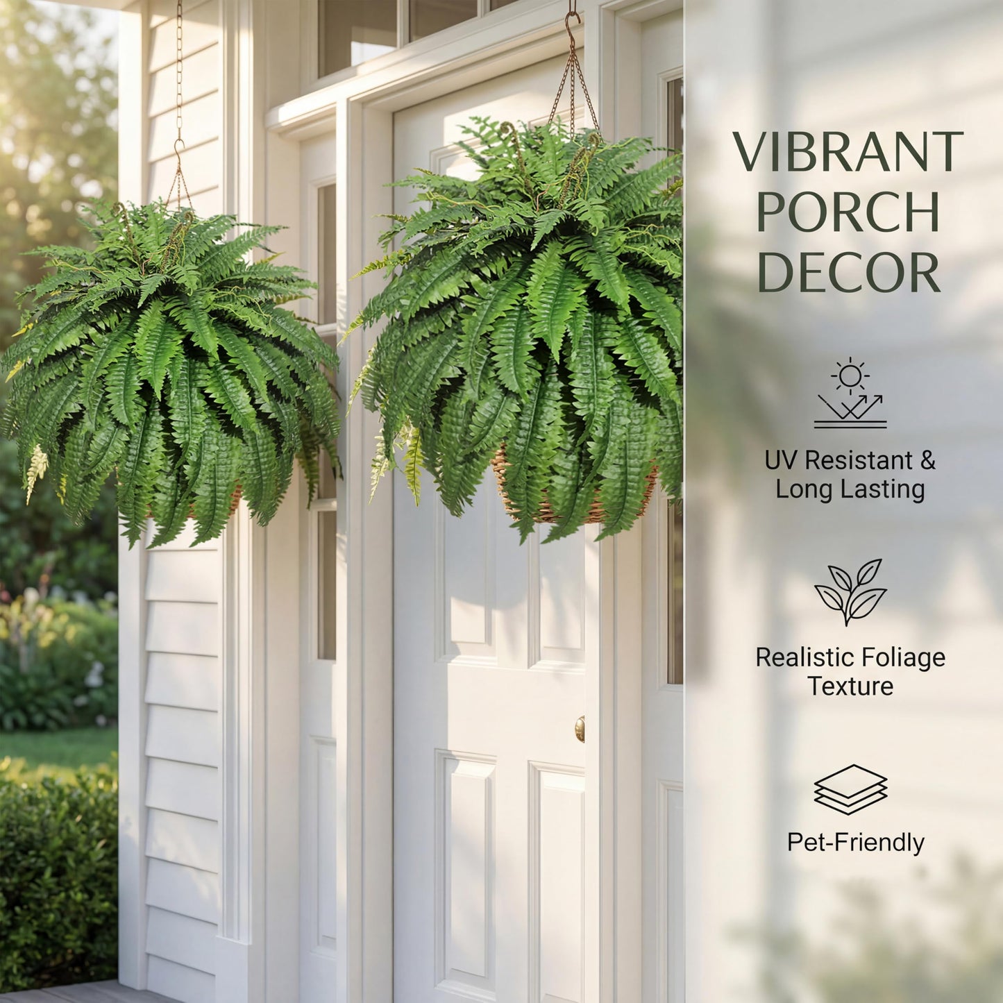 Cotlux Large Artificial Ferns for Outdoor 98 Branches Fake Fern 48" Faux Boston Ferns Silk Plant Uv Resistant Artificial Plants for Porch Garden Indoors Home Greenery