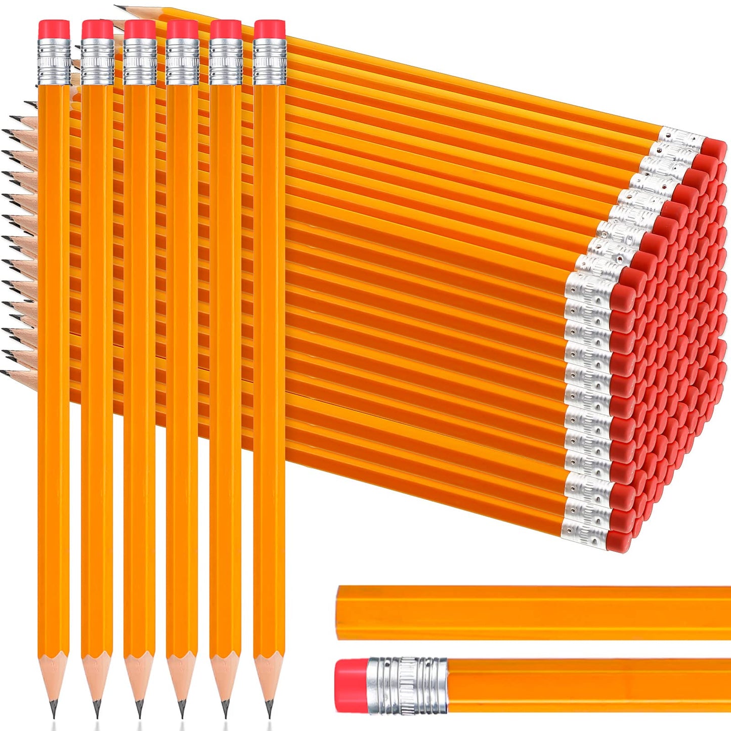 Fumete 400 Pcs Yellow Pencils Bulk with Erasers Unsharpened Wood 2 HB Pencil Wood Cased for Kids Students Office School Classroom Supplies