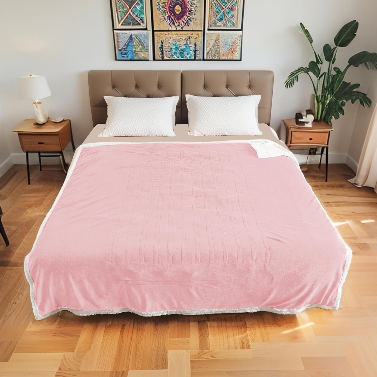 Electric Heated Blanket Full Size 72"x84", Soft Flannel with Overheat Protection, 9 Adjustable Heat Settings & 10-Hour Auto-Off Timer, Fast Heating for Winter Comfort, for Couch & Bed, Pink