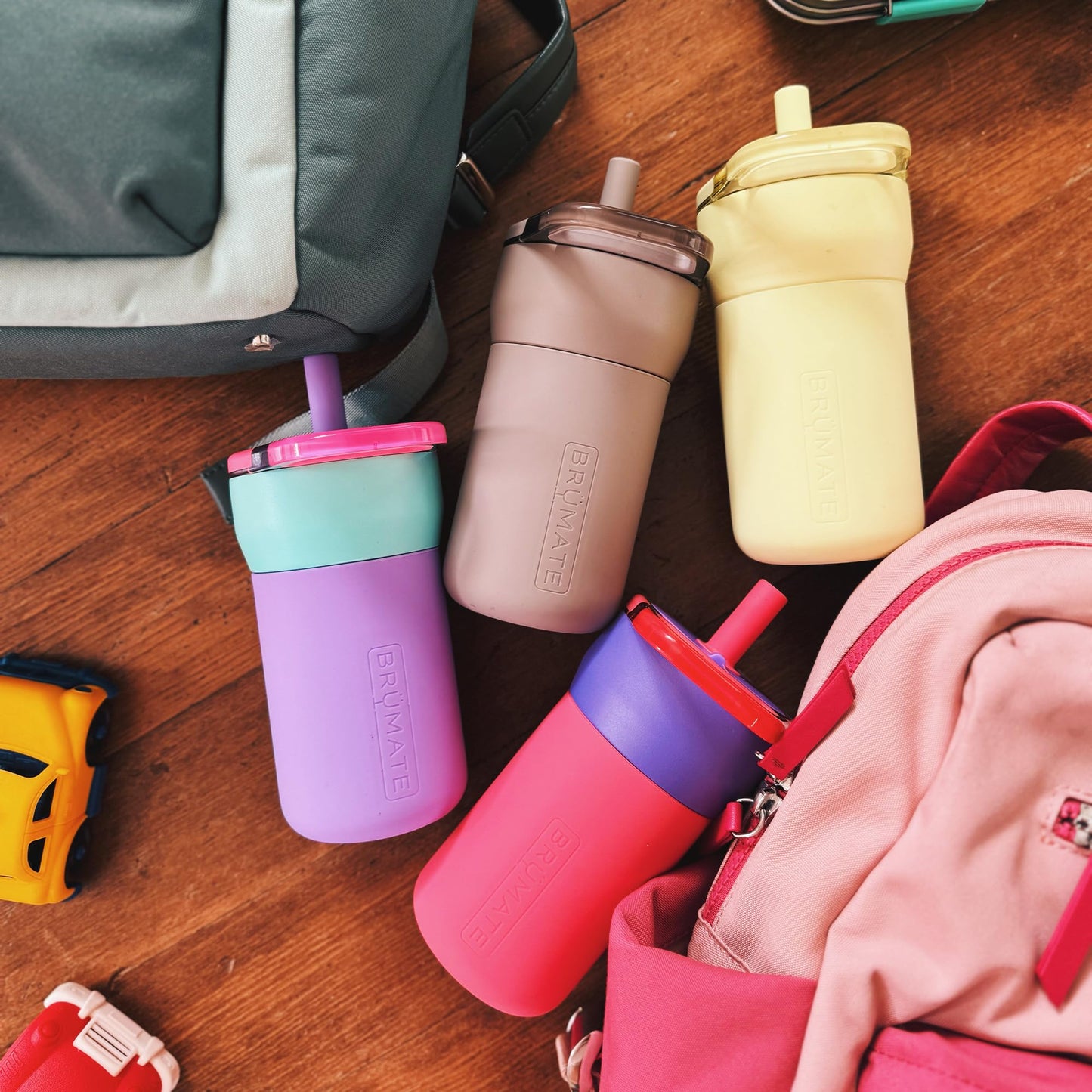 BrüMate Leap 12oz 100% Leakproof Kids Tumbler with Handle and Silicone Soft Straw | Drop Resistant Silicone Sleeve | For Kids 4+ | Insulated Stainless Steel | Cup Holder Friendly | 12oz (Stardust)