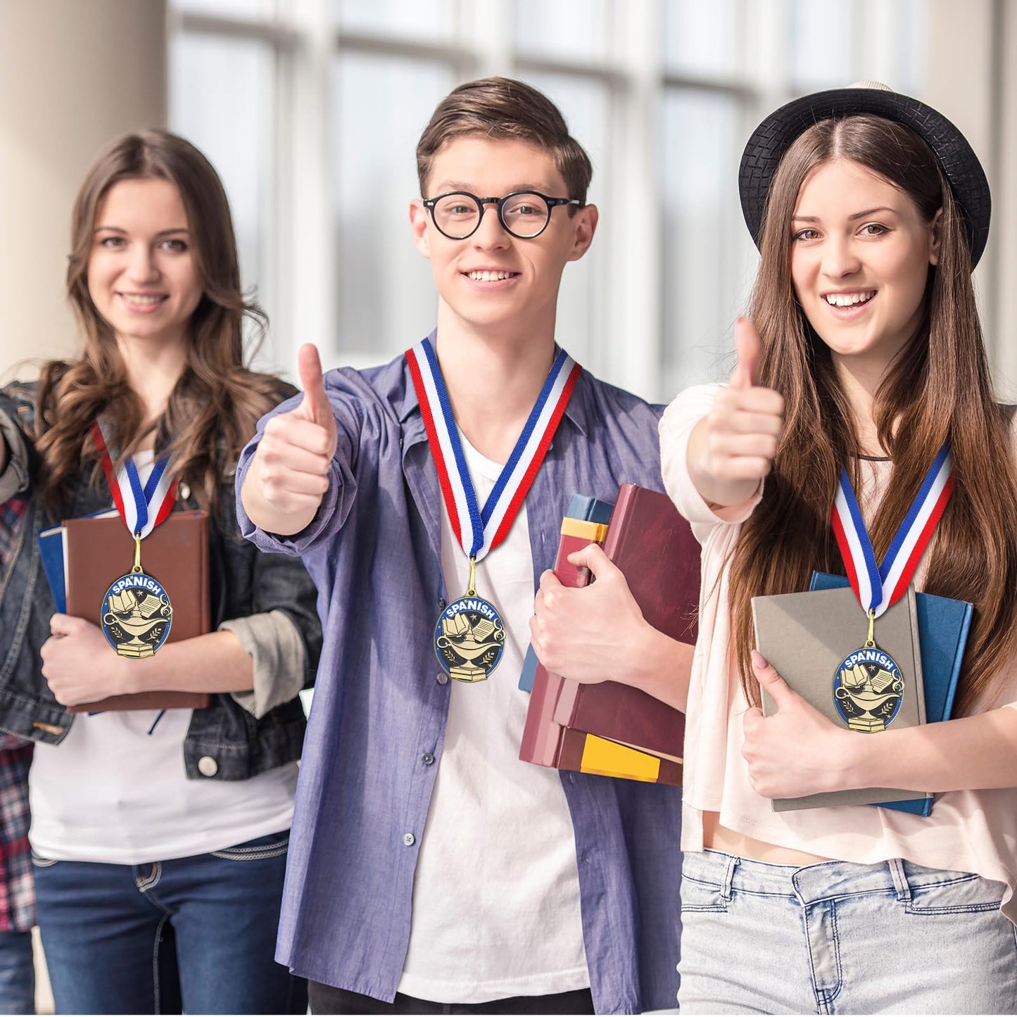 Liliaafar 36 Pcs Spanish Honor Education Academic Award Medals Bulk with Neck Ribbons Gold Trophy Prize Gift for Competition Graduation Ceremony(Spanish Education Academic Award)