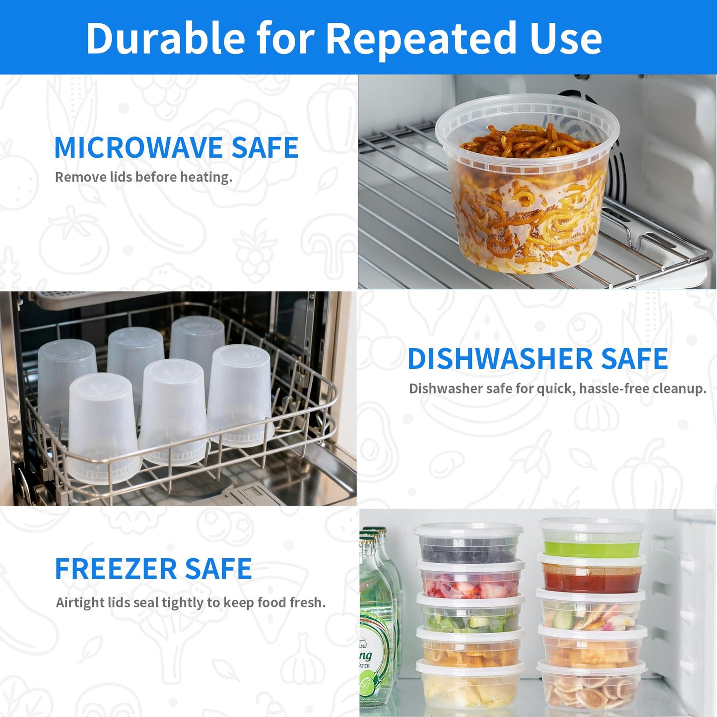 APSIC Plastic Deli Containers with Lids, 24 Sets 64oz Leakproof Soup Storage Containers for Family Soup & Leftovers, Round Meal Prep Cups, BPA Free, Microwave/Freezer/Dishwasher Safe