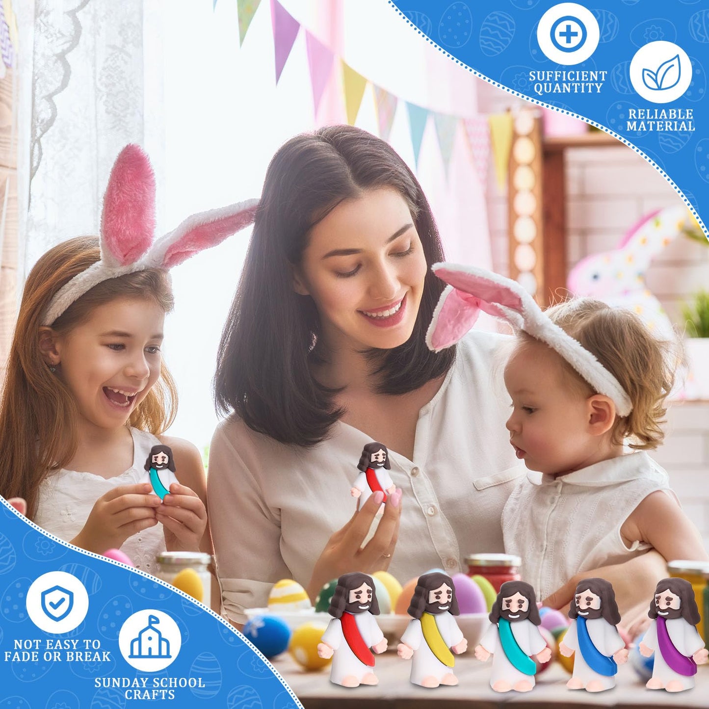 Barydat 300 Pcs Mini Jesus Figures Bulk Tiny Jesus Figurines Little Christ Savior Religious Party Favors Pocket to Hide and Seek for VBS 2026 Church Sunday School Baptism Gifts(Colorful)