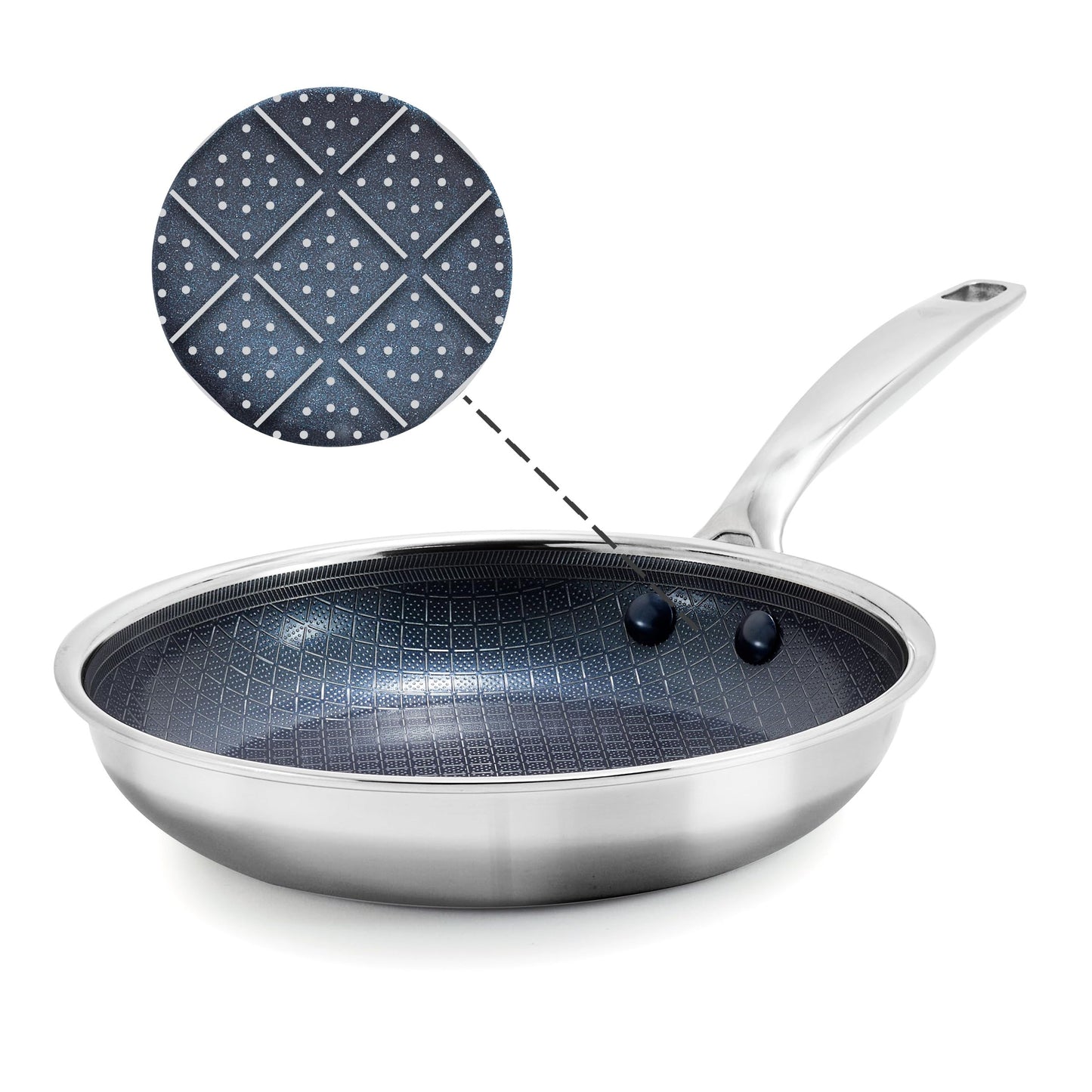 Blue Diamond Hybrid Nonstick Stainless Steel 8” Frying Pan, PFAS-Free Ceramic Skillet, Diamond Bond Powerful Searing, Egg & Omelet Pan, Dishwasher Safe, Stay-Cool Handle, Induction Ready, All Cooktops