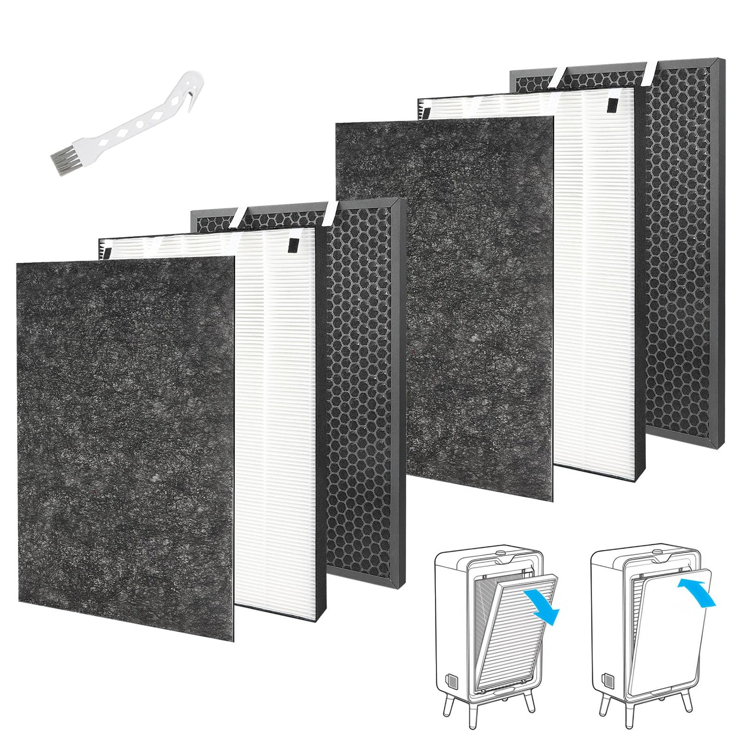 2 Set Air220 Air320 Filter Replacement Compatible with Bissell Air320 Air220 aka 2609A Air Purifier, 2678 True and Pre Filter, 2677 Activated Carbon Filter Included