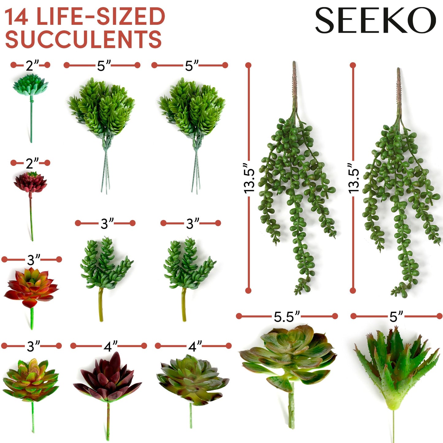 Succulents Plants Artificial 14 Pcs Realistic Premium Fake Succulents Faux for Indoor Outdoor UV Resistant DIY Home Office Decor