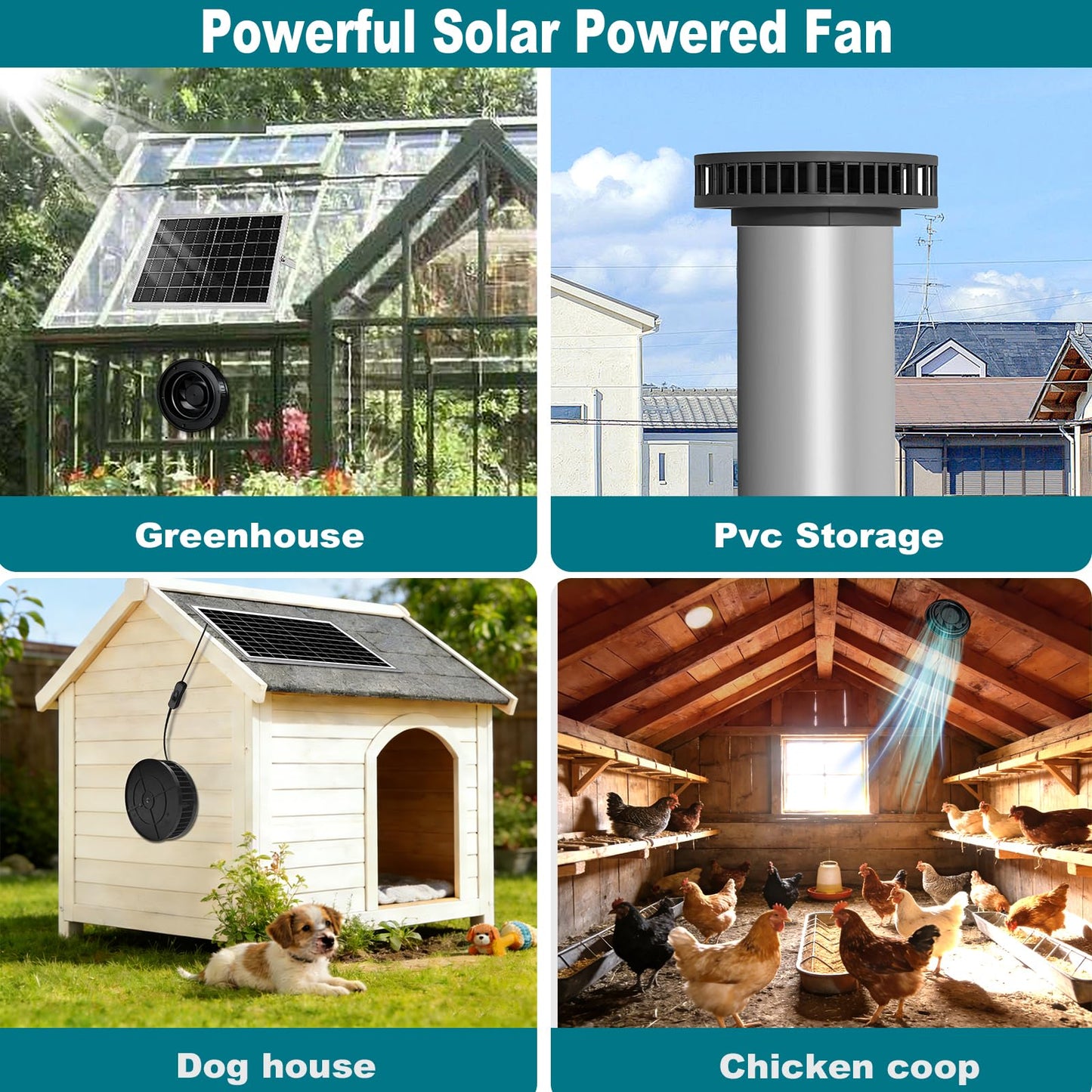 Solar Exhaust Fan with 20W Solar Panel, 12V DC Powered Ventilation Fan, 3.6W, 430 CFM Airflow, 2500 RPM, for Shed, Chicken Coop, Attic, Roof Vent