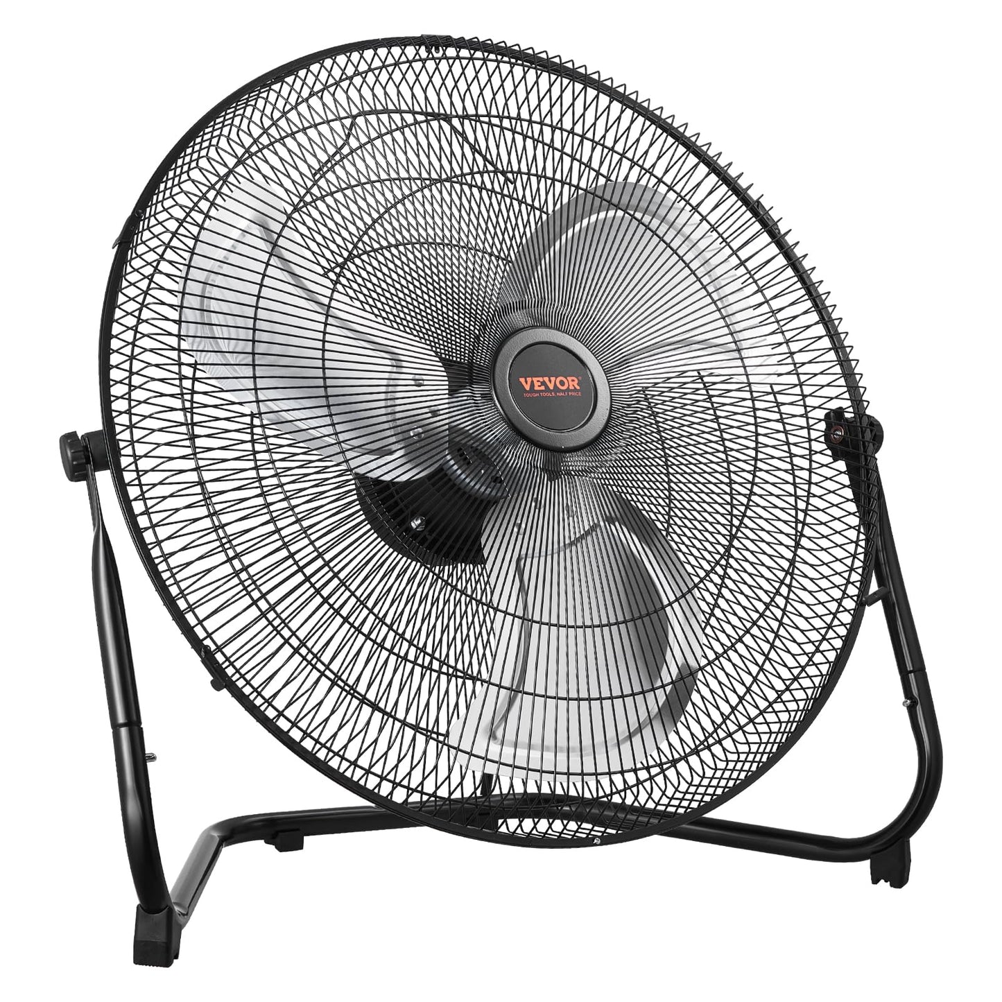 VEVOR Floor Fan, 3 Speeds High Velocity Heavy Duty 20 Inch Industrial Fan, 4800 CFM 360° Adjustable Tilt 21.33 ft/sec Airflow Large Metal Fan, for Home, Gym, Office, Garage, Commercial Shop & Bedroom