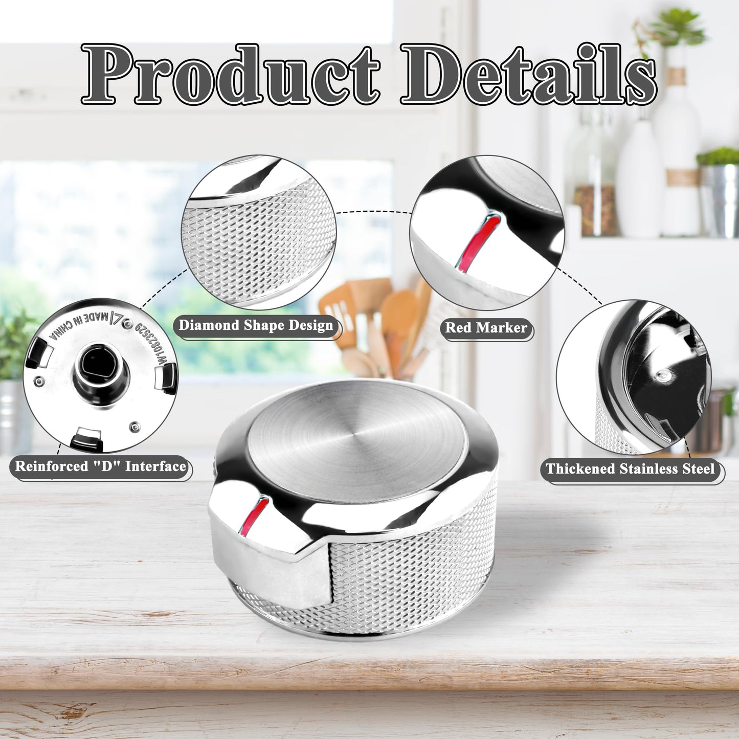 W10823529 Oven Range Control Knob - for Whirlpool KitchenAid Oven Range Stove Knob - Replaces W11156487 AP6285576 EAP12347719 PS12347719 4546228-4 pcs