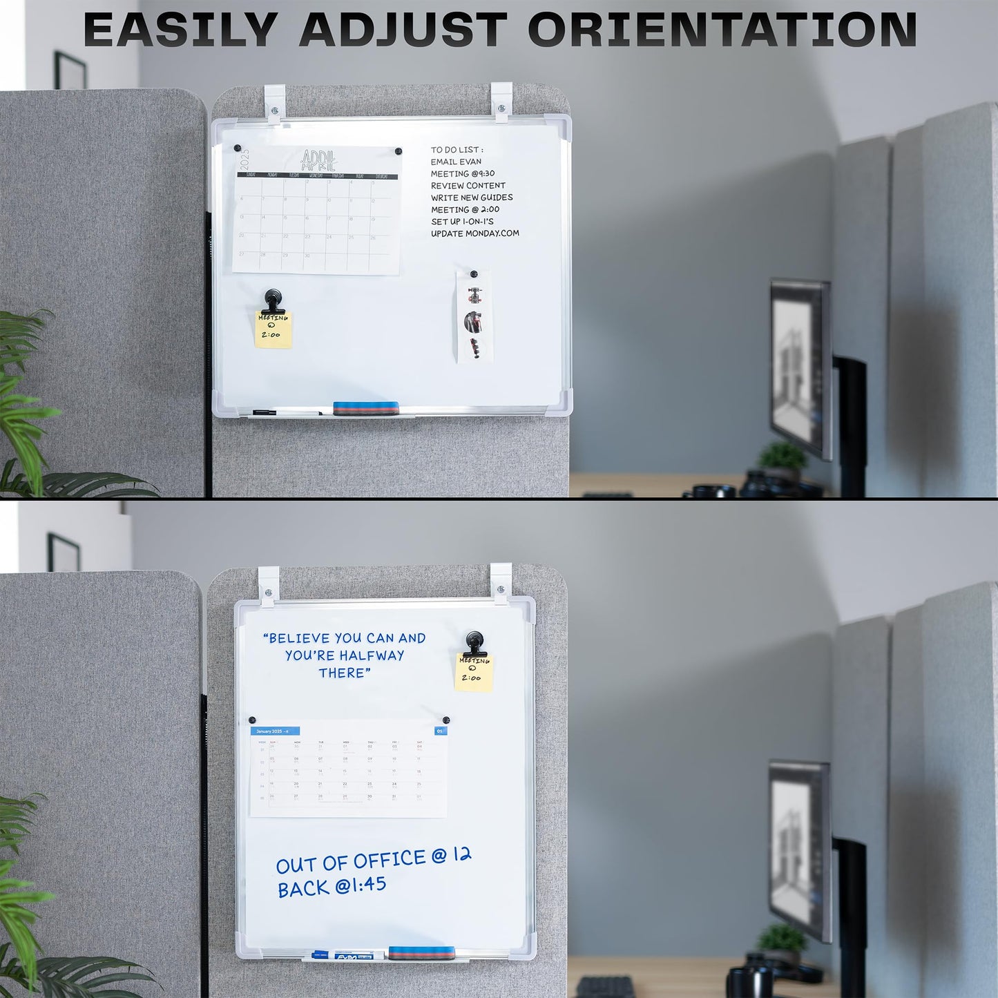 VIVO 24 x 20 inch Whiteboard with Metal Hook Mounting System for Door and Cubicle Wall Hanging, Dry Erase Board for Dorm, Home, or Office, PP-WB02