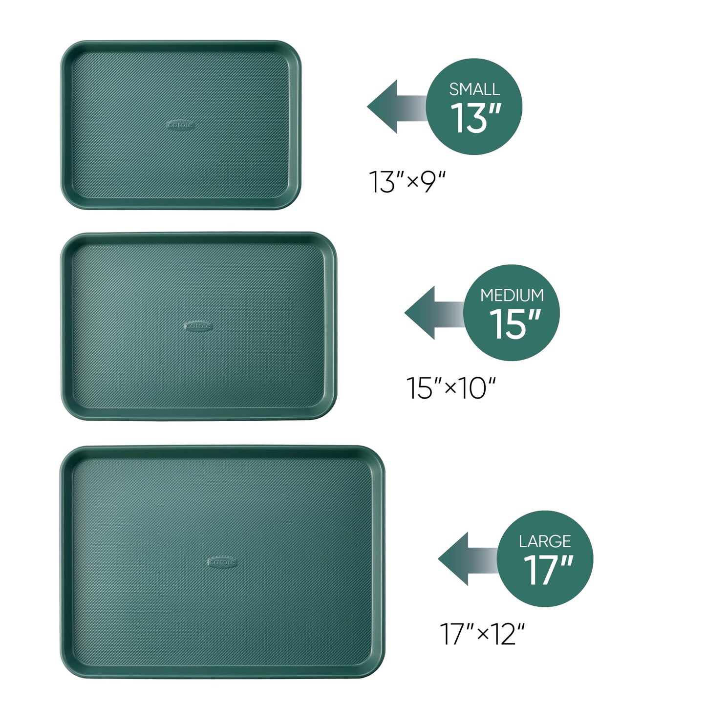CAROTE 3-Piece Baking Pan Set - Bakeware Set, Baking Sheet Set Including 13 Inch 15 Inch 17 Inch Sheet Pan, Cookie Sheet for Baking, Deep Olive Green