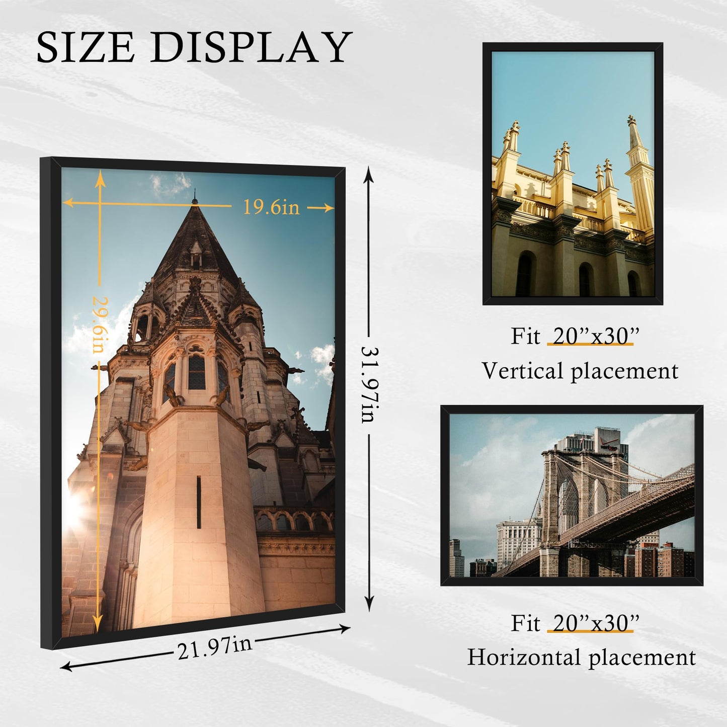 YiTanli 20x30 Poster Frame 2 Pack, 20 x 30 Picture Frame for Posters and Art Prints, Horizontal or Vertical Wall Mounting