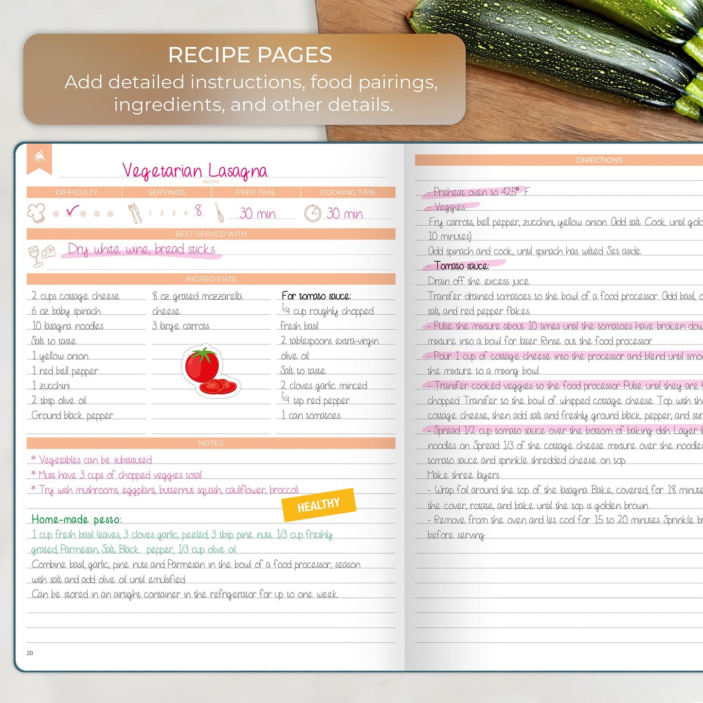 Clever Fox Recipe Book – Make Your Own Family Cookbook – Blank Recipe Notebook Organizer – Empty Cooking Journal to Write In Recipes – Large Size, 8.5”x11.2”, Hardcover, Dark Teal